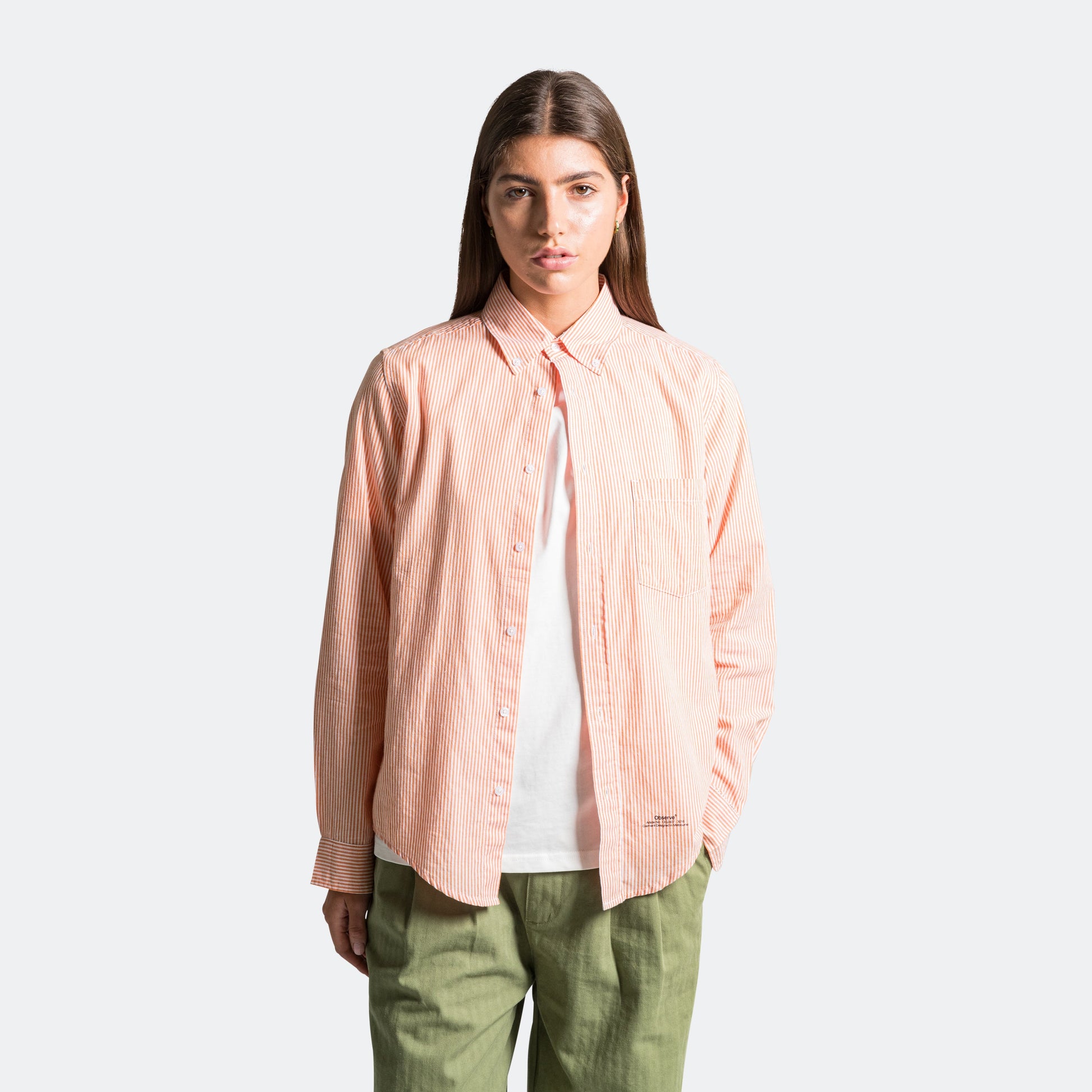 Pinstripe Oxford Shirt - Orange