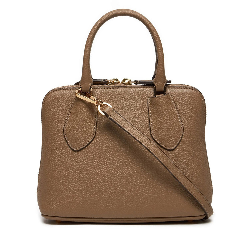 TORY BURCH Mini Taupe Oak Pebbled Leather Swing Handbag for Women