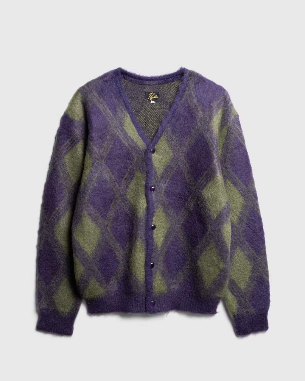 Argyle Mohair Cardigan Purple