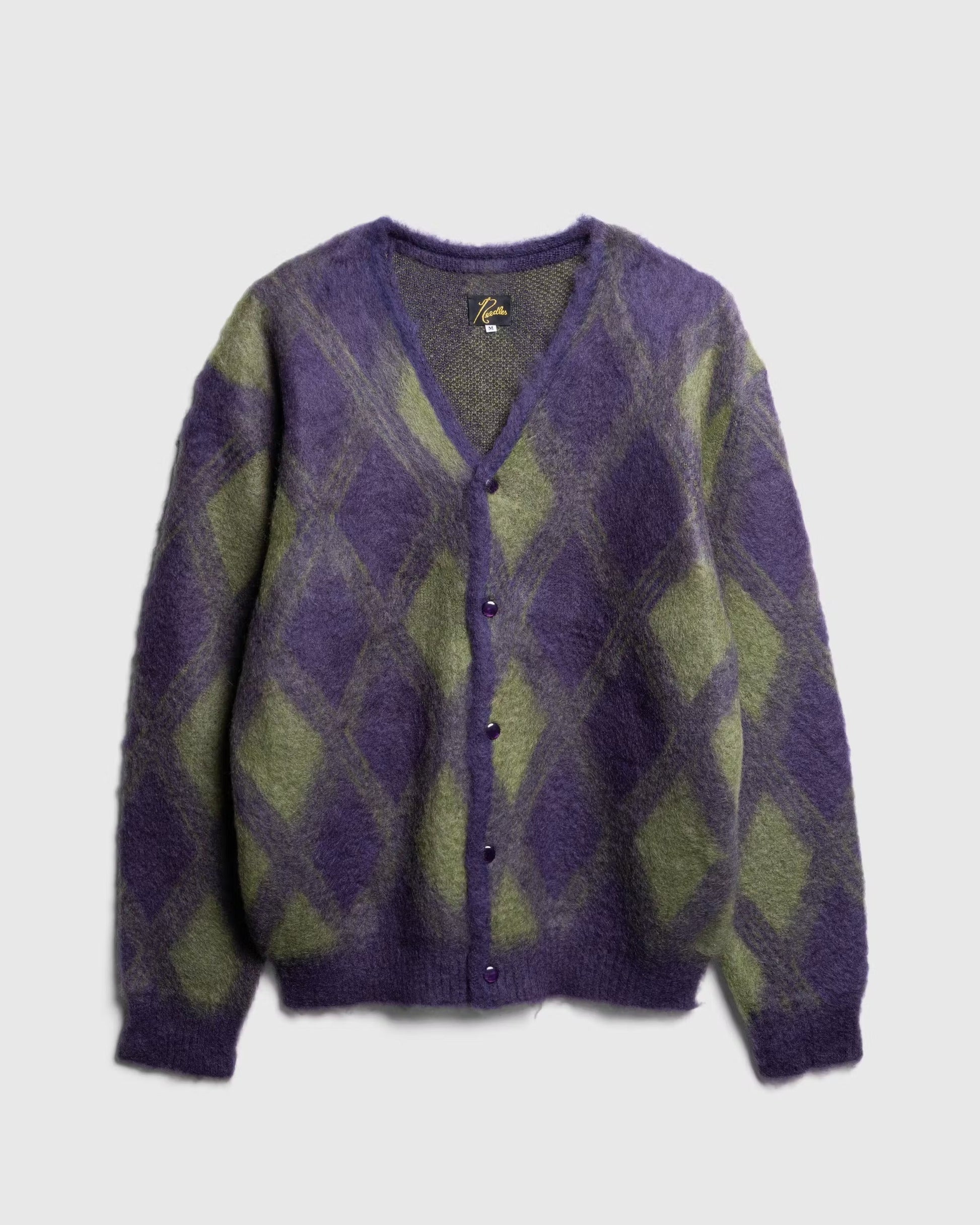 Argyle Mohair Cardigan Purple