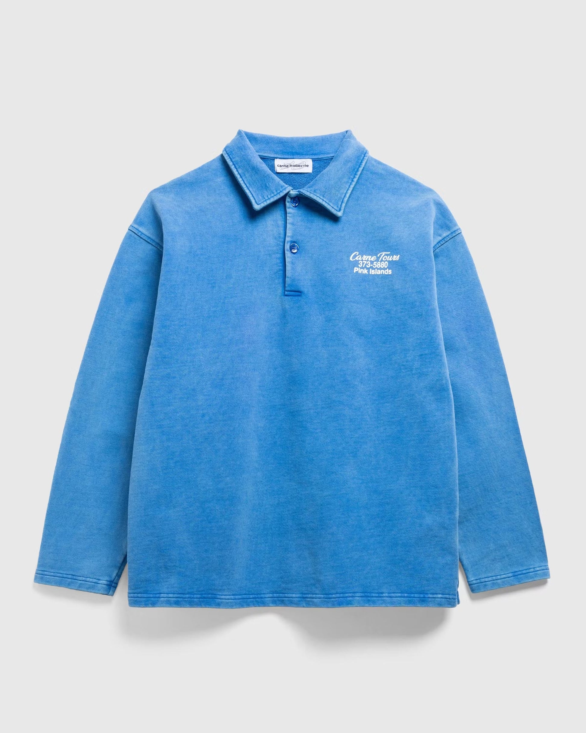 Carne Tours Long-Sleeve Polo Washed Blue