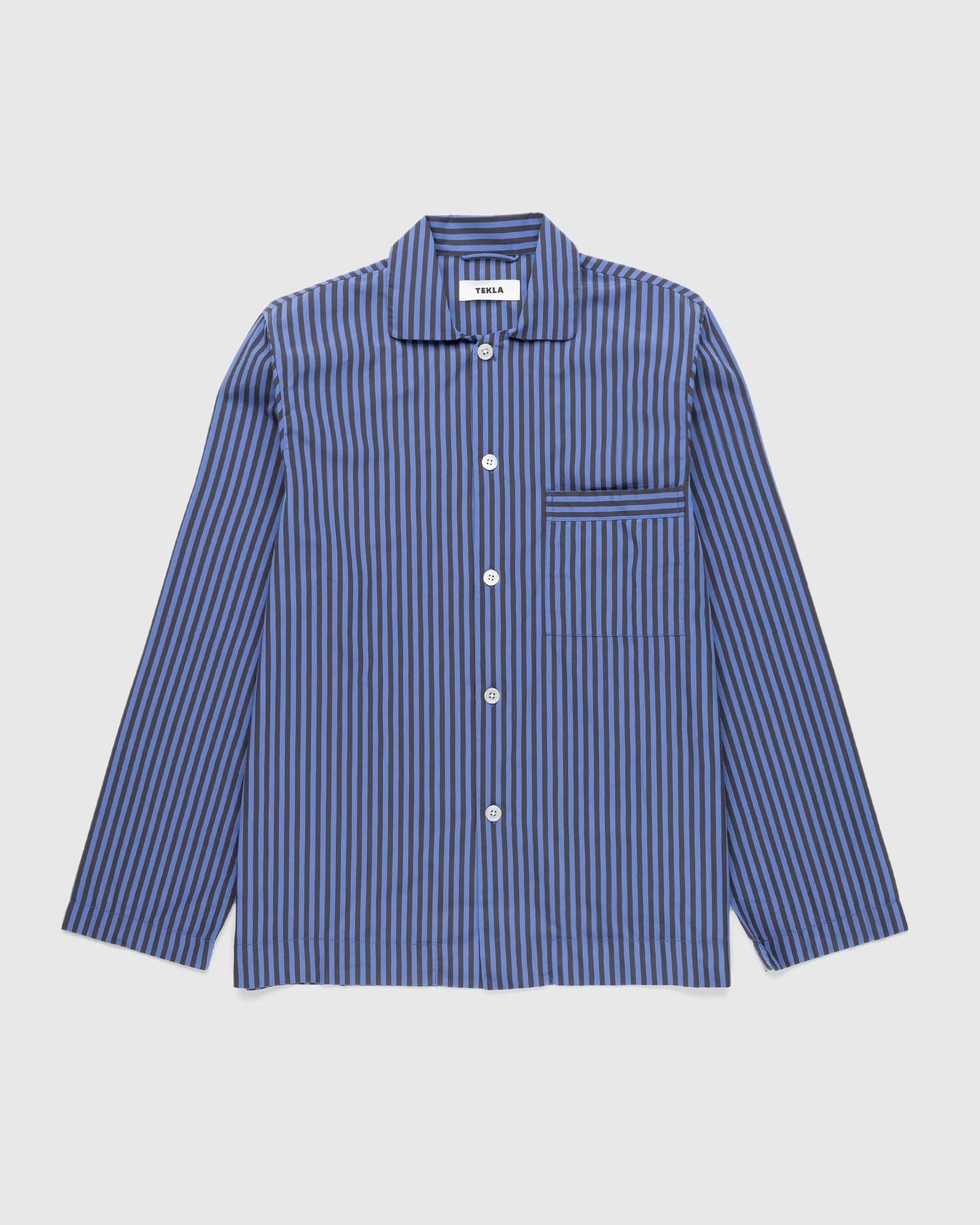 Poplin Pyjamas Shirt Boro Stripes - Slate Blue