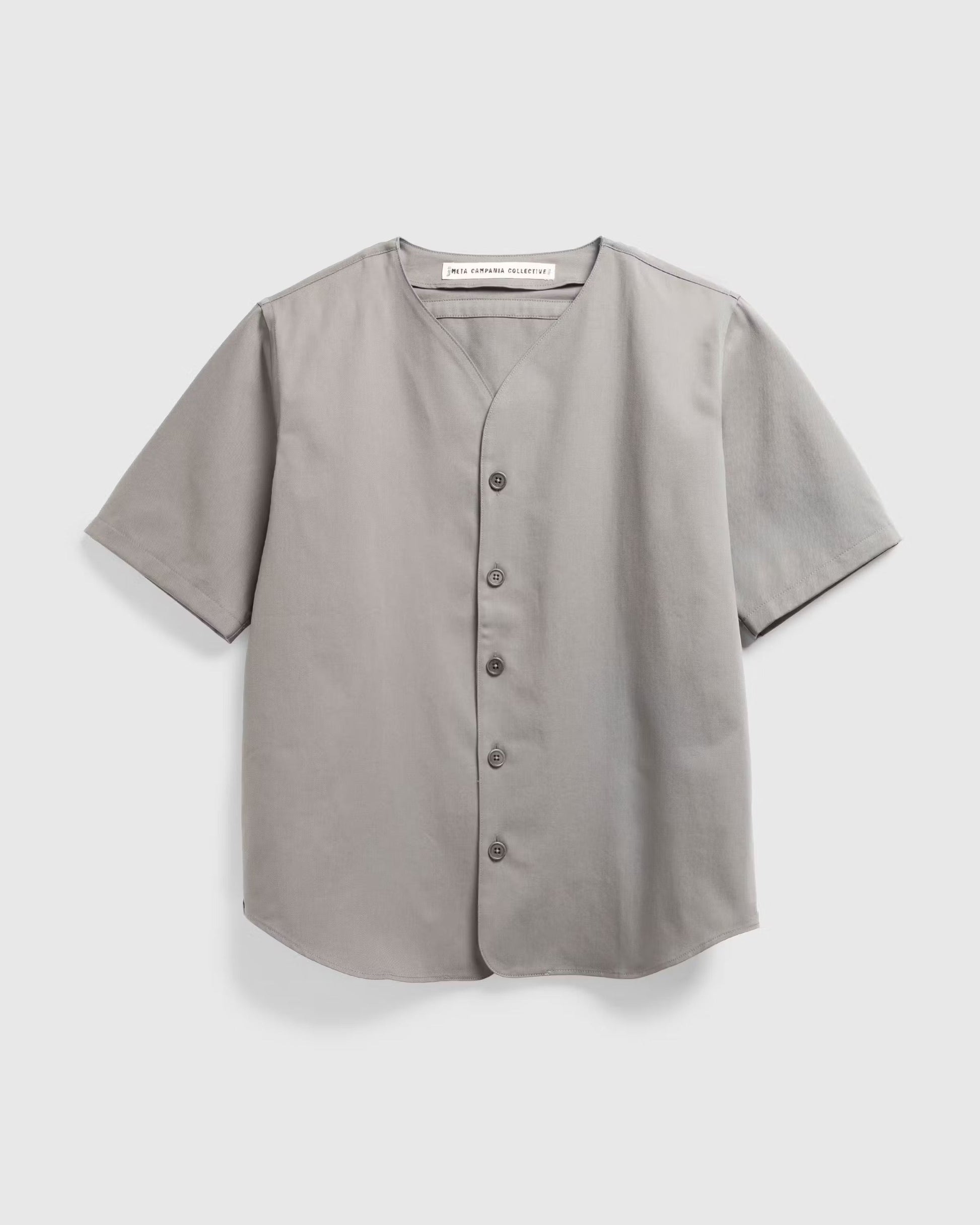 Mike Short-Sleeve Cotton Baseball Shirt Weimaraner Gray