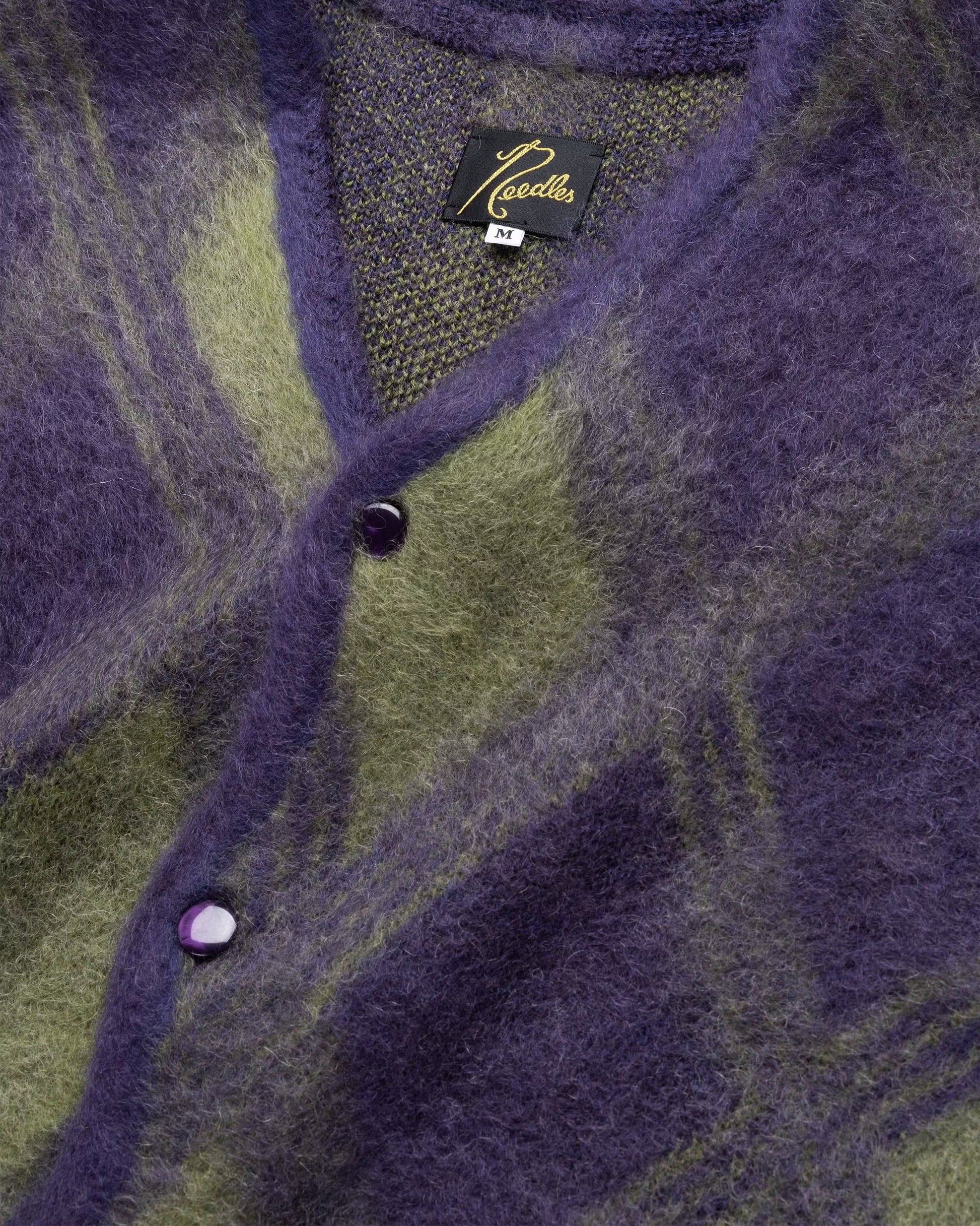 Argyle Mohair Cardigan Purple