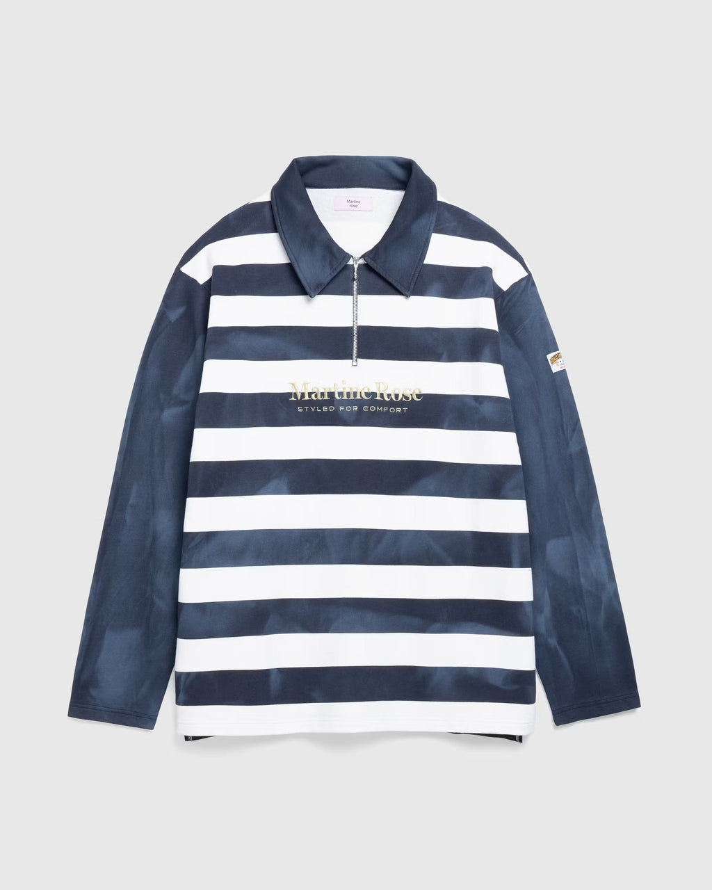 Zip Up Polo Navy/White Stripe