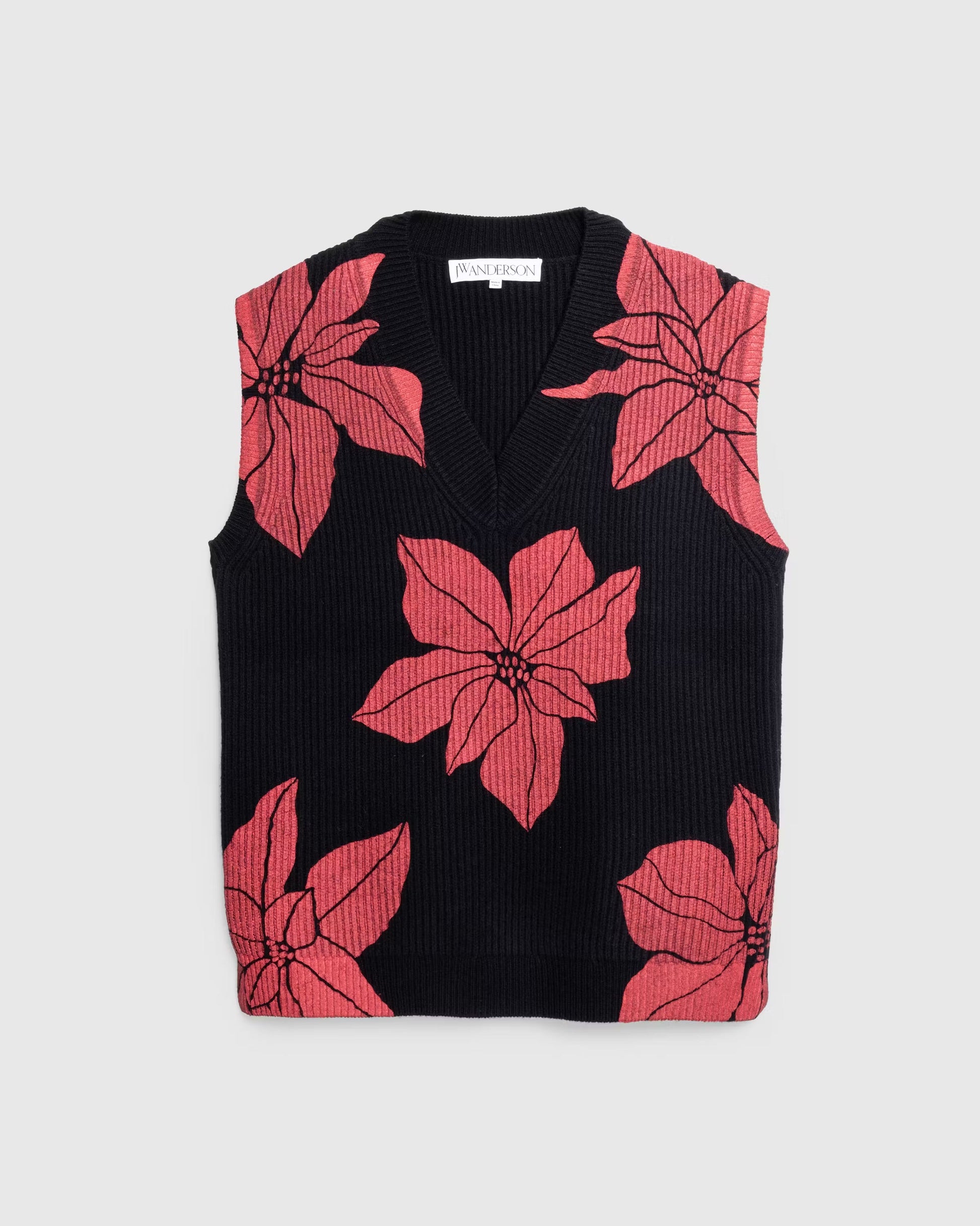 Printed V-Neck Vest Black
