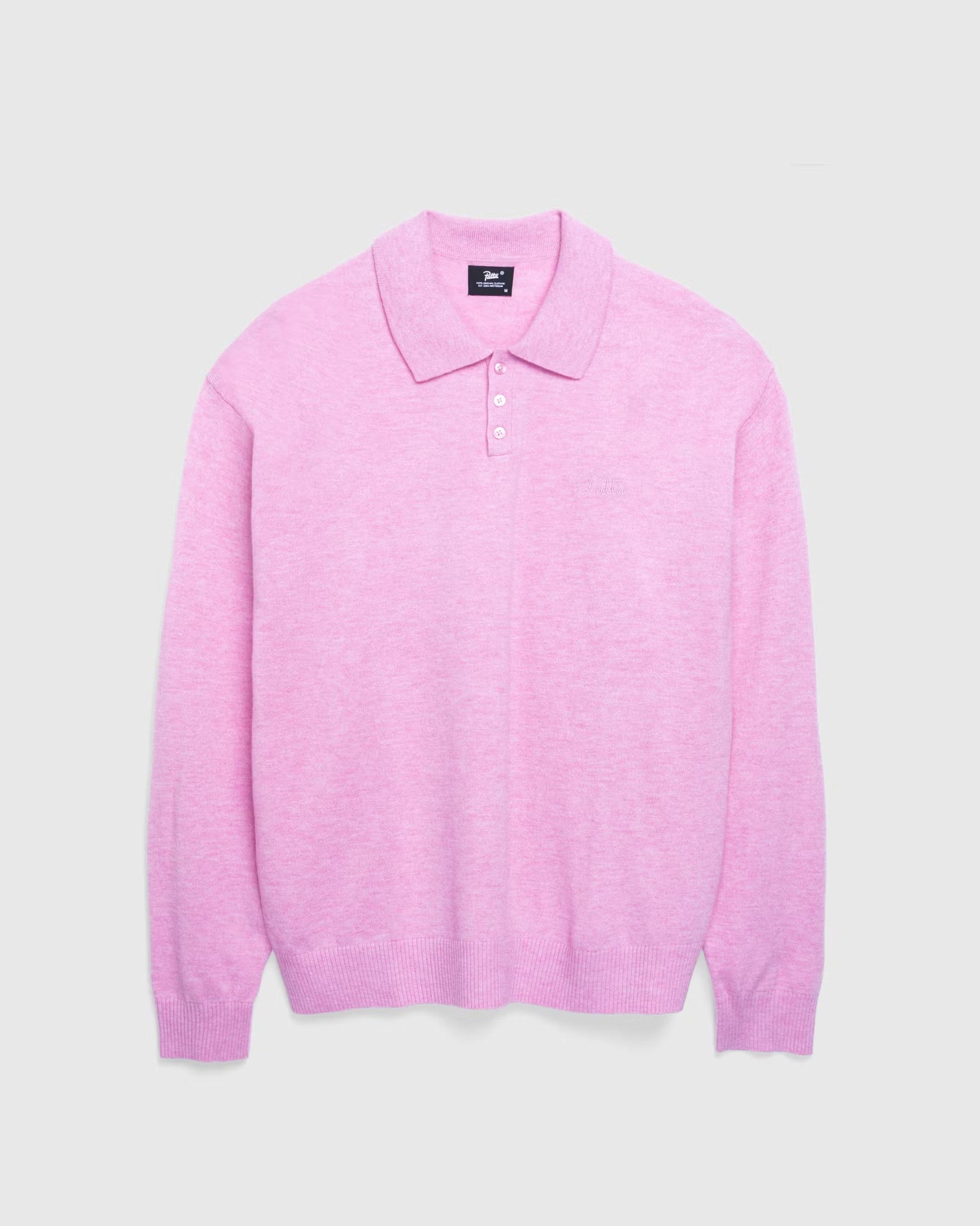 Knitted Wool Long-Sleeve Polo Shirt Very Berry