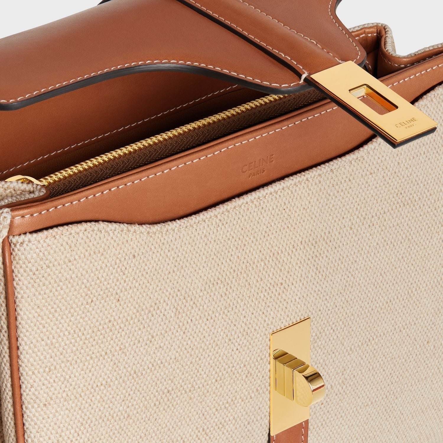 CELINE Tan Top-Handle Small 16 Handbag for Women, SS23