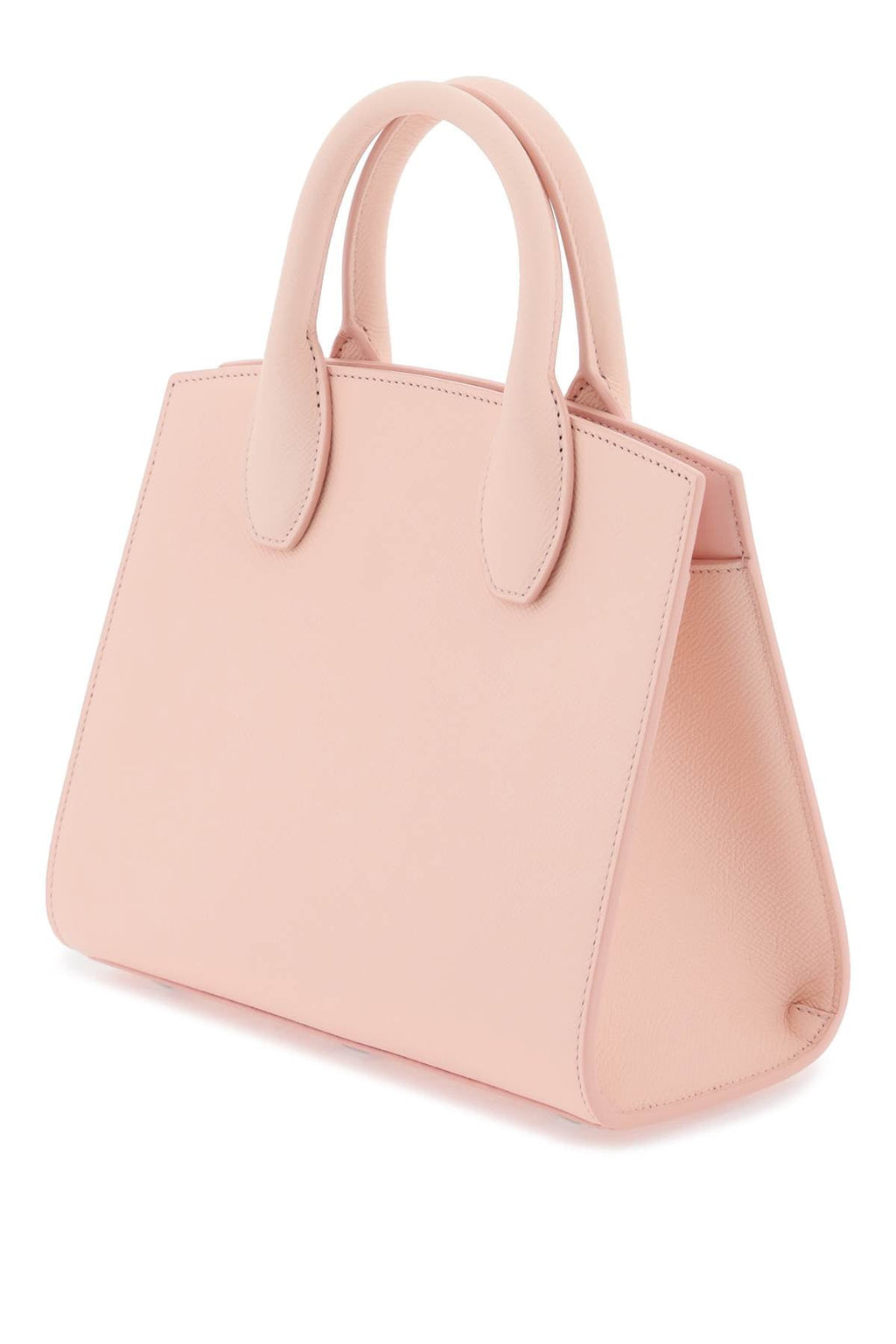 FERRAGAMO Pink Studio Box Handbag in Hammered Leather with Gancini Hook Motif