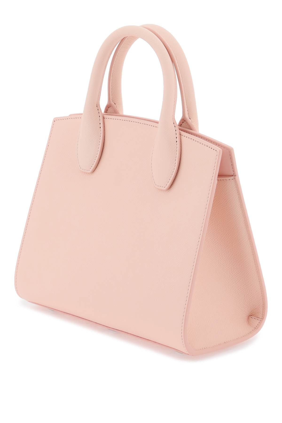 FERRAGAMO Pink Studio Box Handbag in Hammered Leather with Gancini Hook Motif