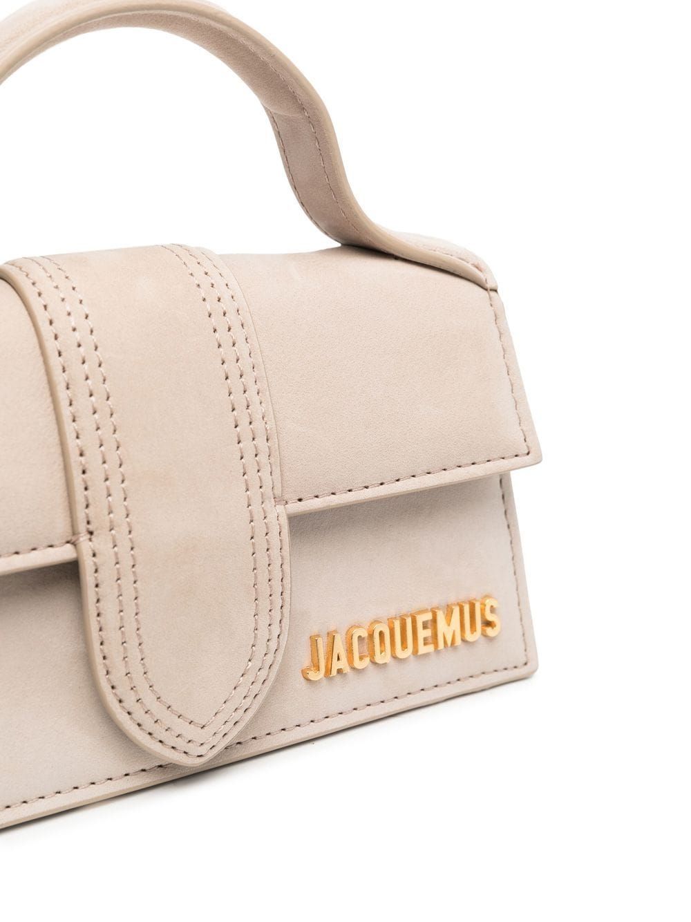 JACQUEMUS Mini Calfskin Satchel in Dark Beige