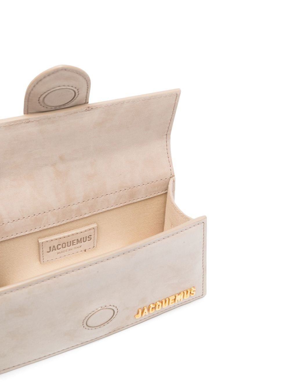 JACQUEMUS Mini Calfskin Satchel in Dark Beige