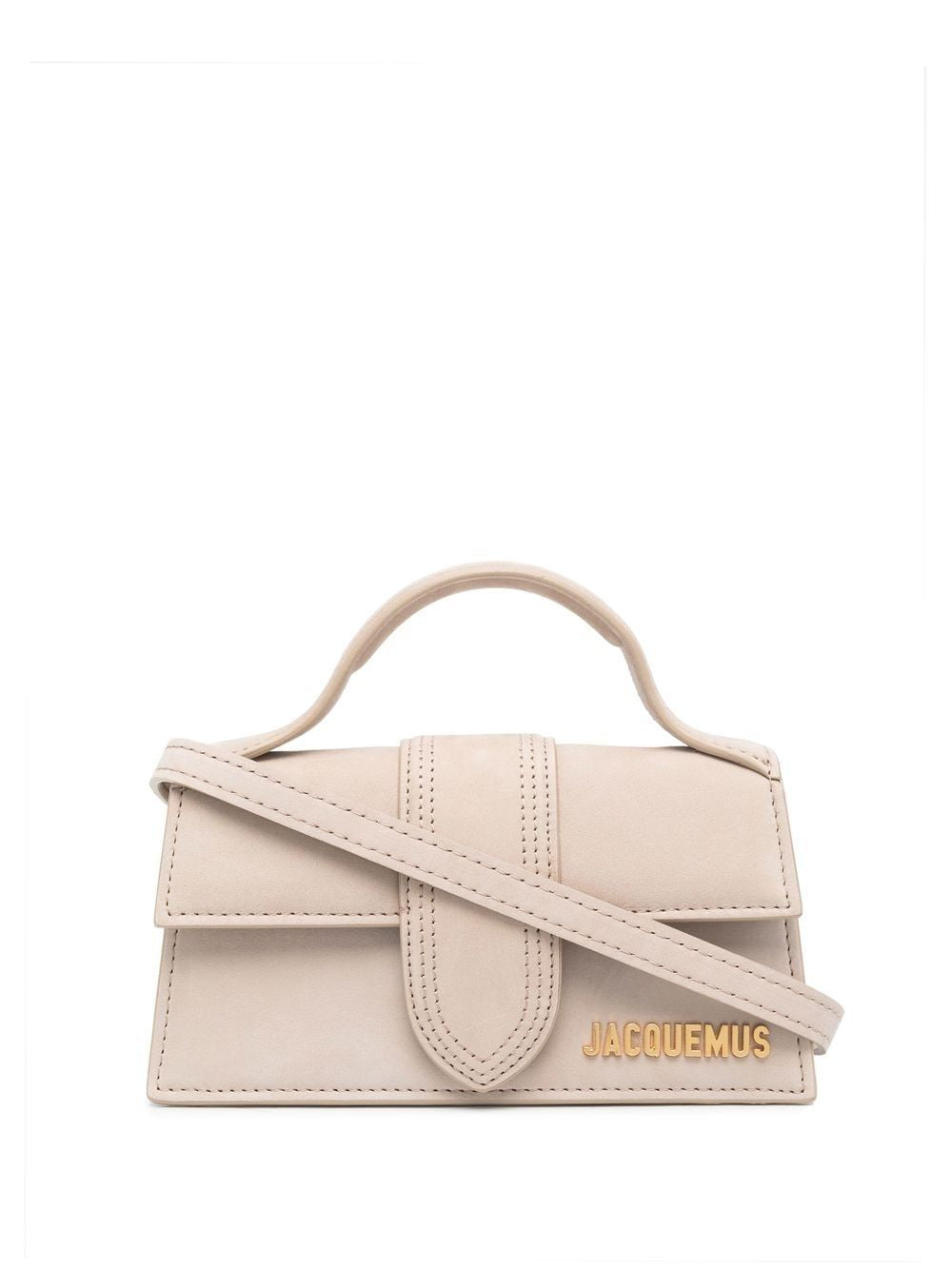 JACQUEMUS Mini Calfskin Satchel in Dark Beige