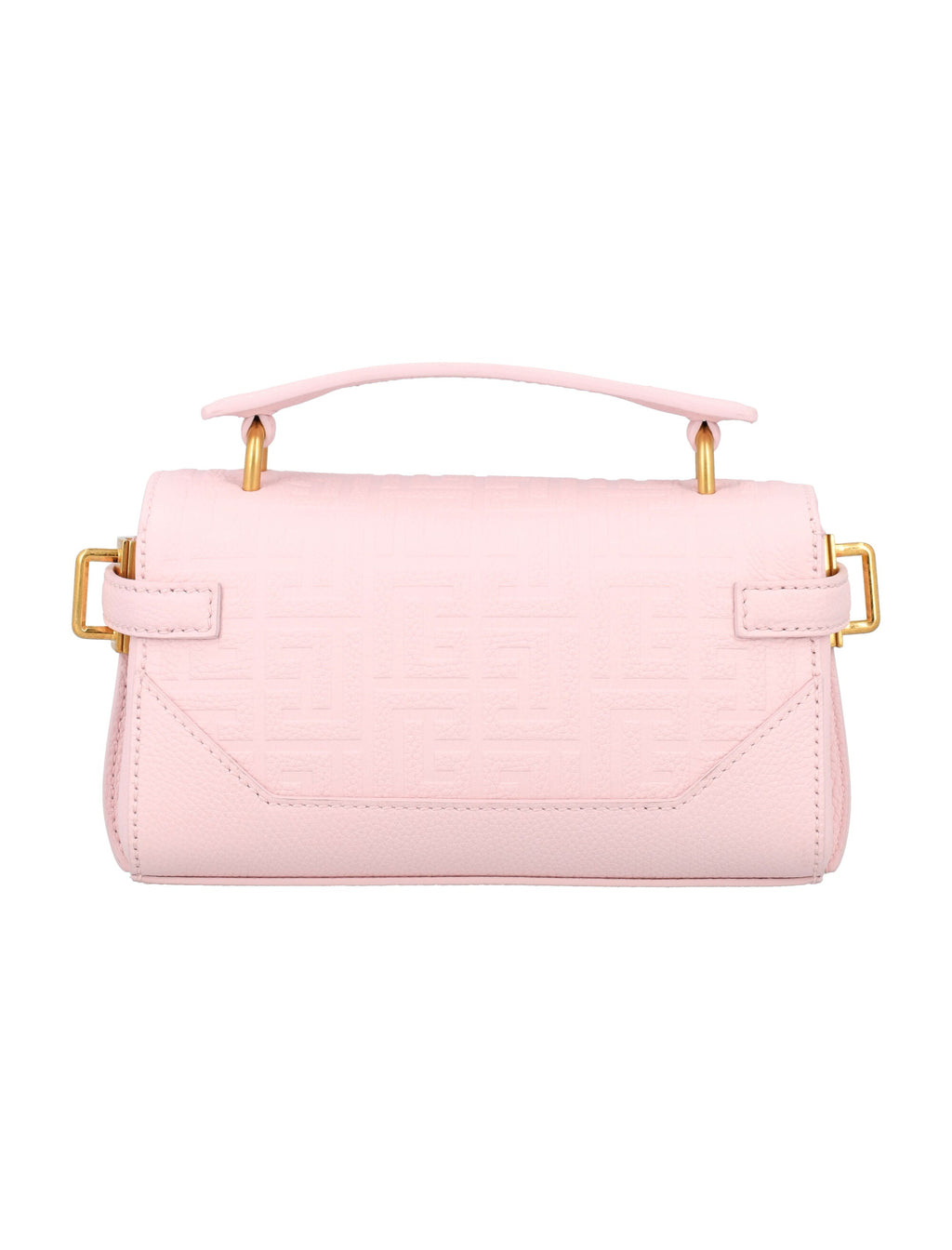 BALMAIN Embossed Mini Leather Handbag 5'H x 8'W x 2.5'D