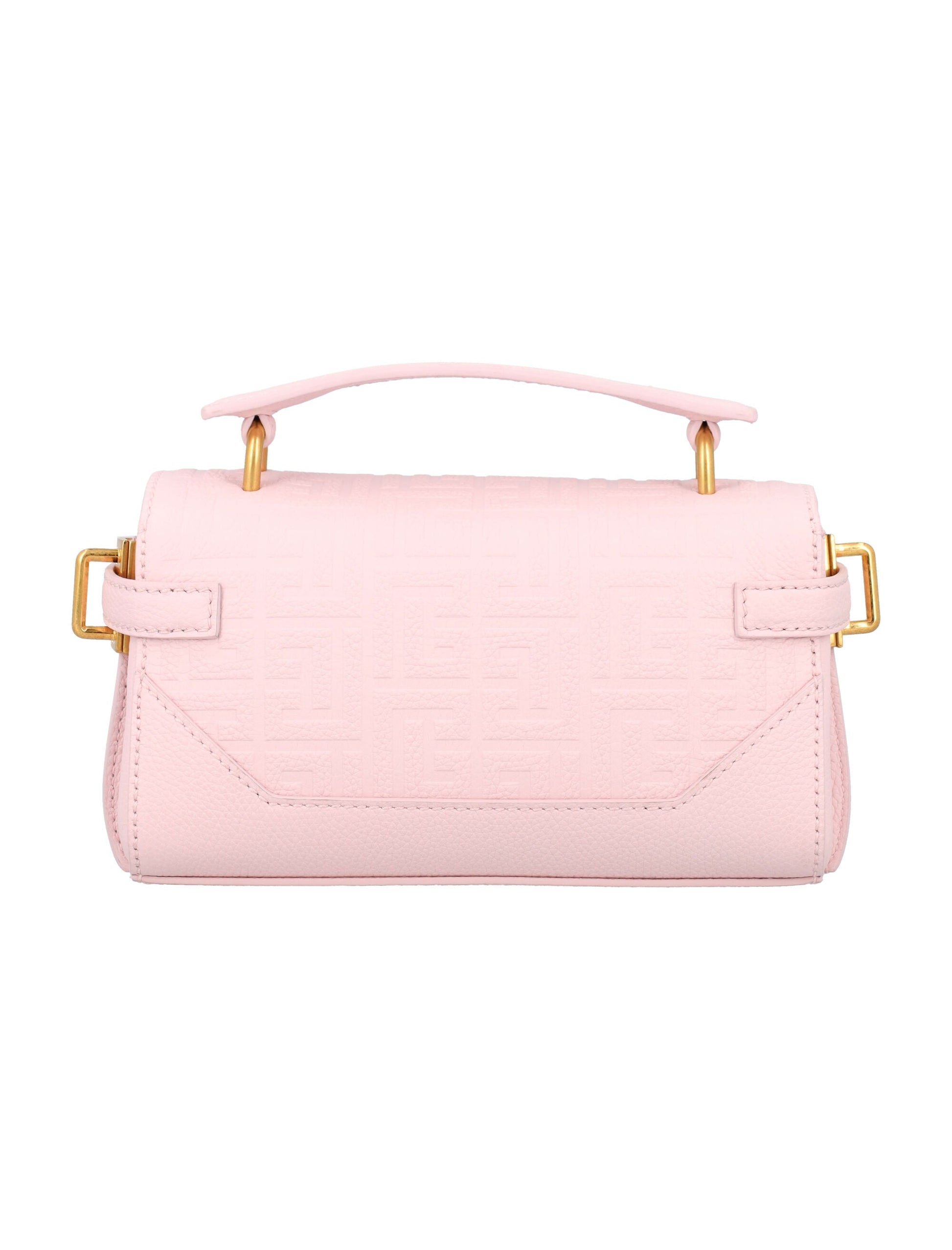 BALMAIN Embossed Mini Leather Handbag 5'H x 8'W x 2.5'D