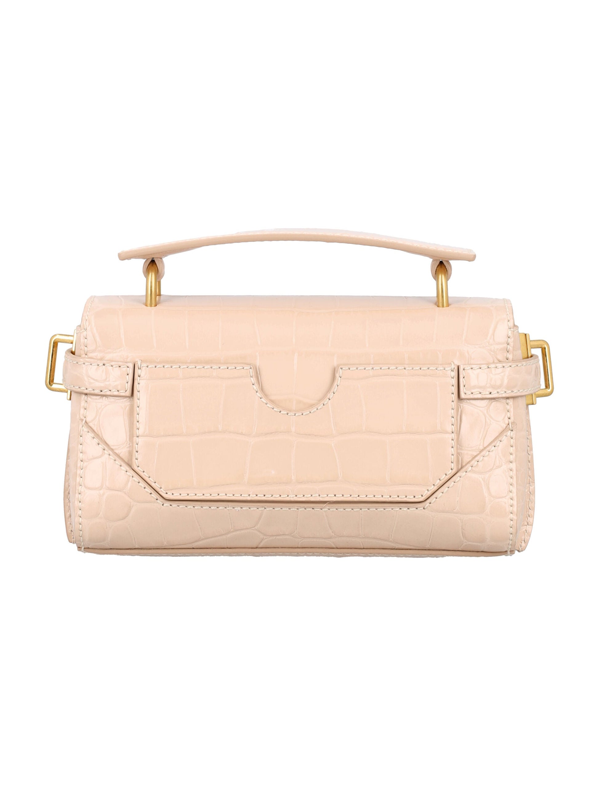 BALMAIN Elegant Mini Croc-Embossed Leather Handbag with Gold Accents - 13x20x6.5 cm