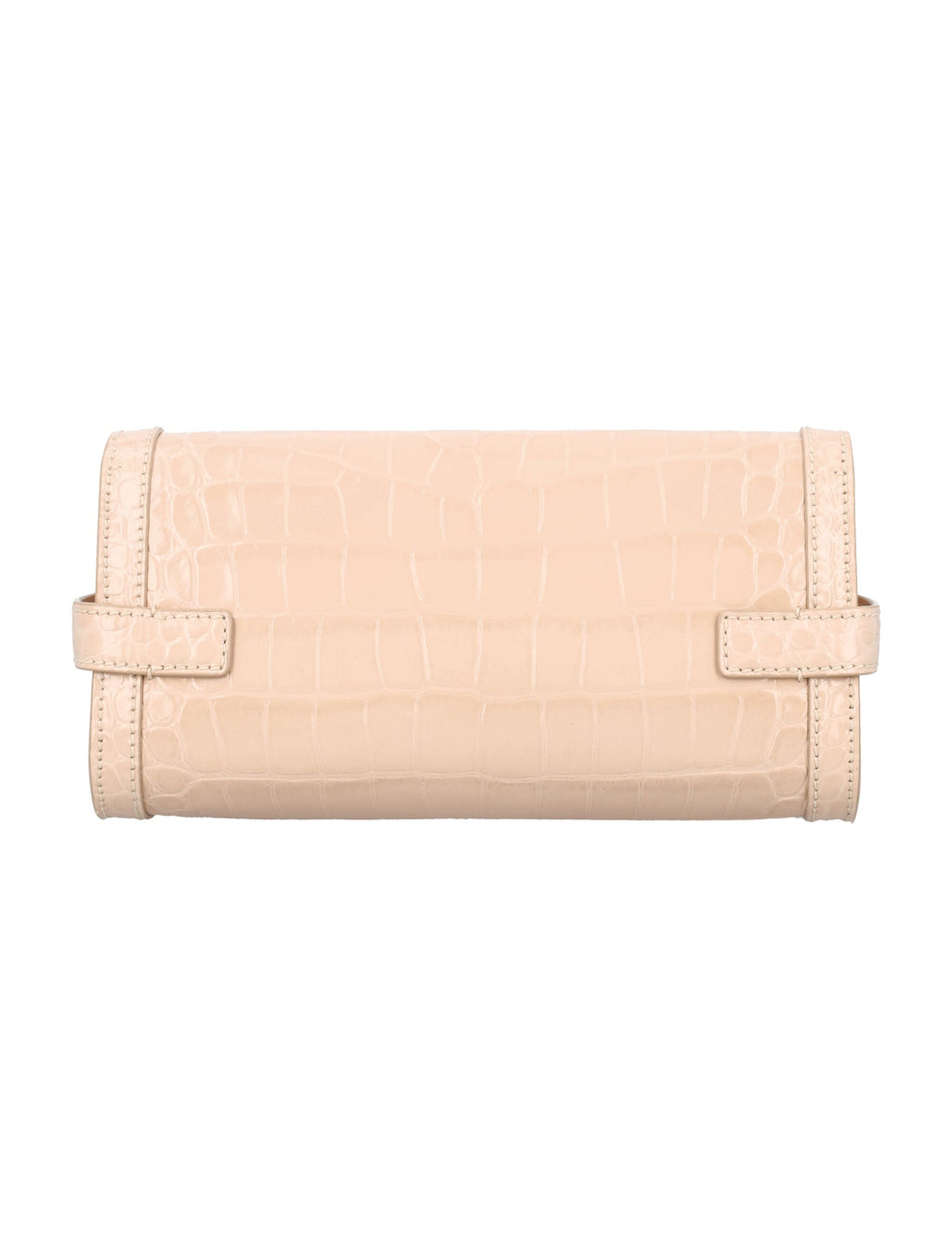 BALMAIN Chic Croc-Embossed Leather Mini Clutch 23cm