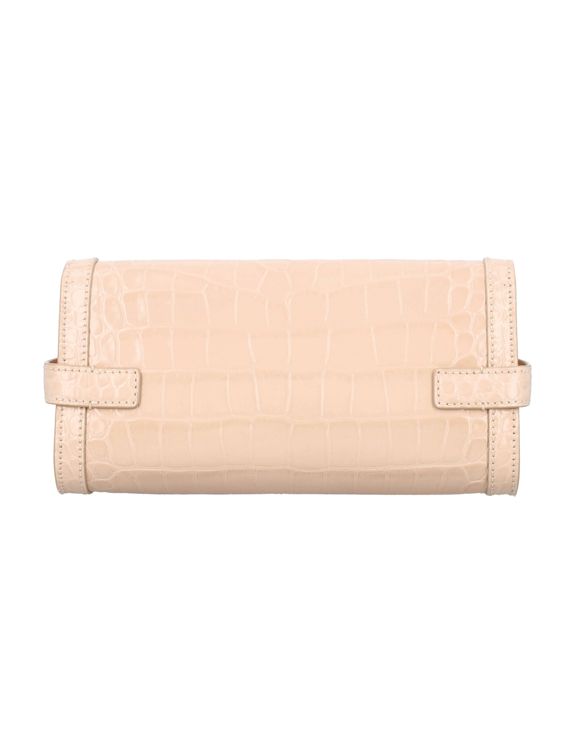 BALMAIN Chic Croc-Embossed Leather Mini Clutch 23cm
