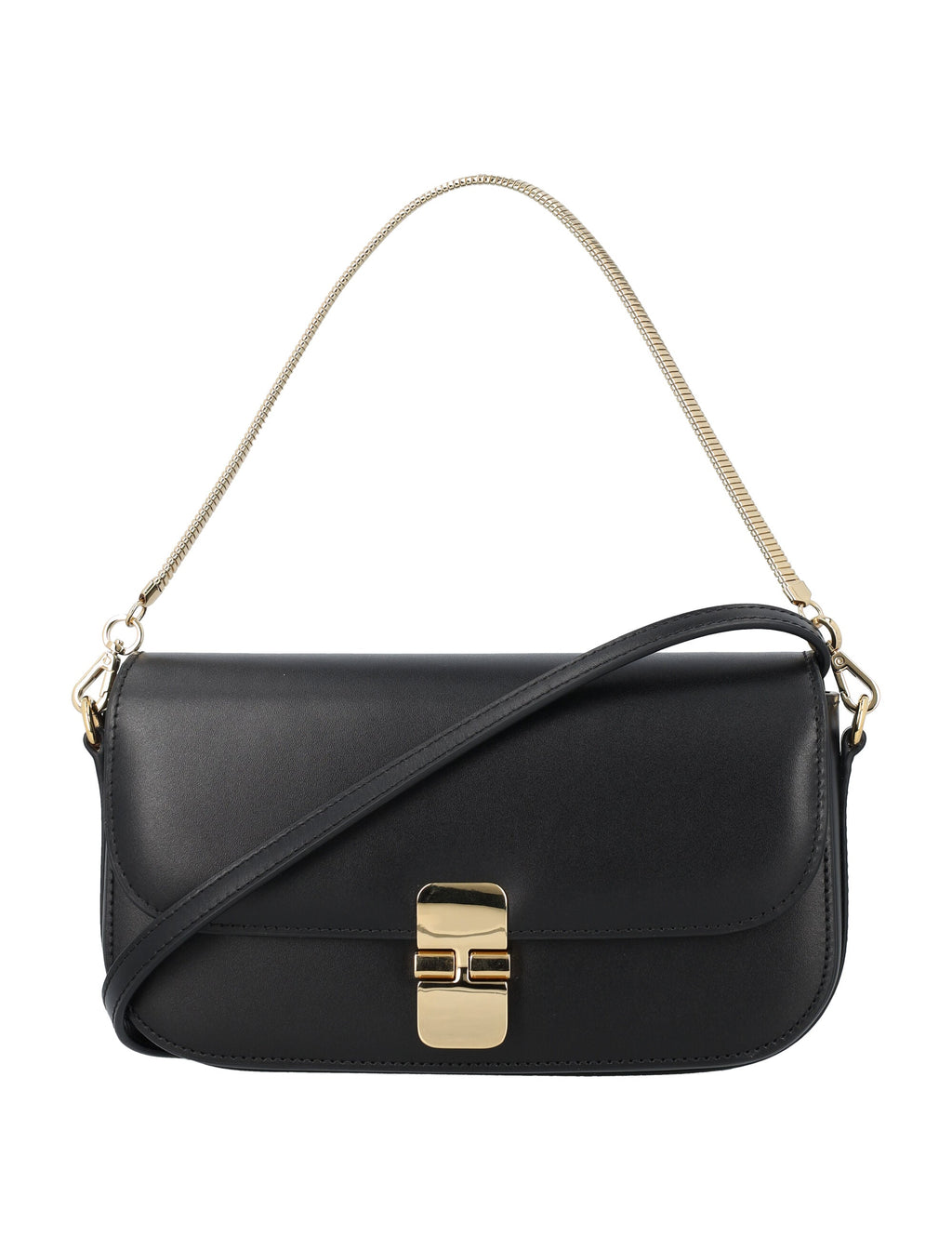 A.P.C. Elegant Leather Mini Clutch with Detachable Chain Strap - 4.3'H x 8'W x 1.6'D