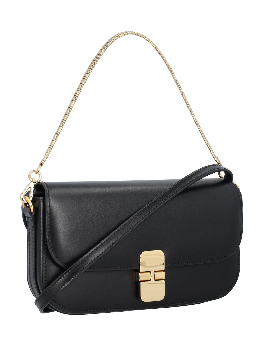 A.P.C. Elegant Leather Mini Clutch with Detachable Chain Strap - 4.3'H x 8'W x 1.6'D