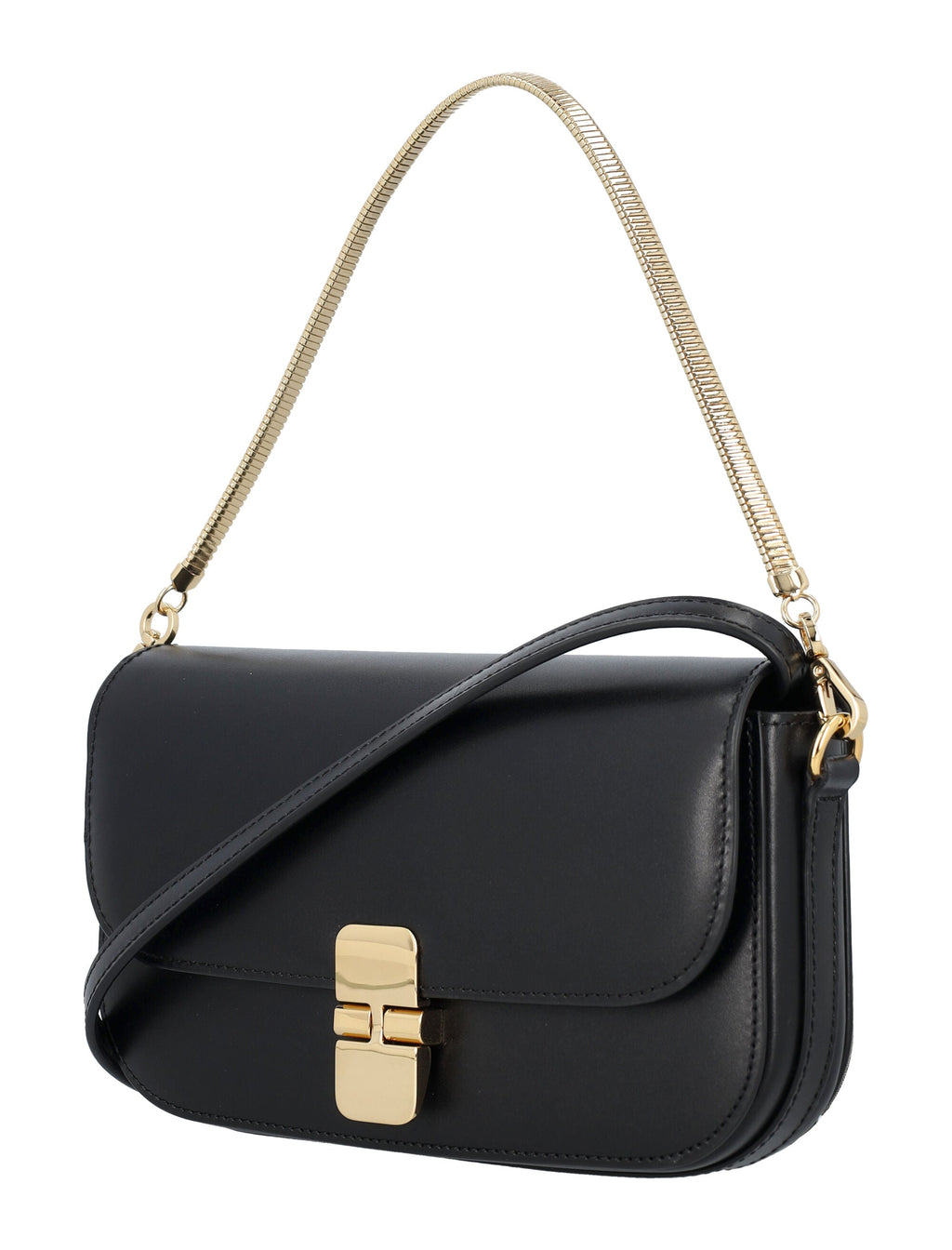 A.P.C. Elegant Leather Mini Clutch with Detachable Chain Strap - 4.3'H x 8'W x 1.6'D