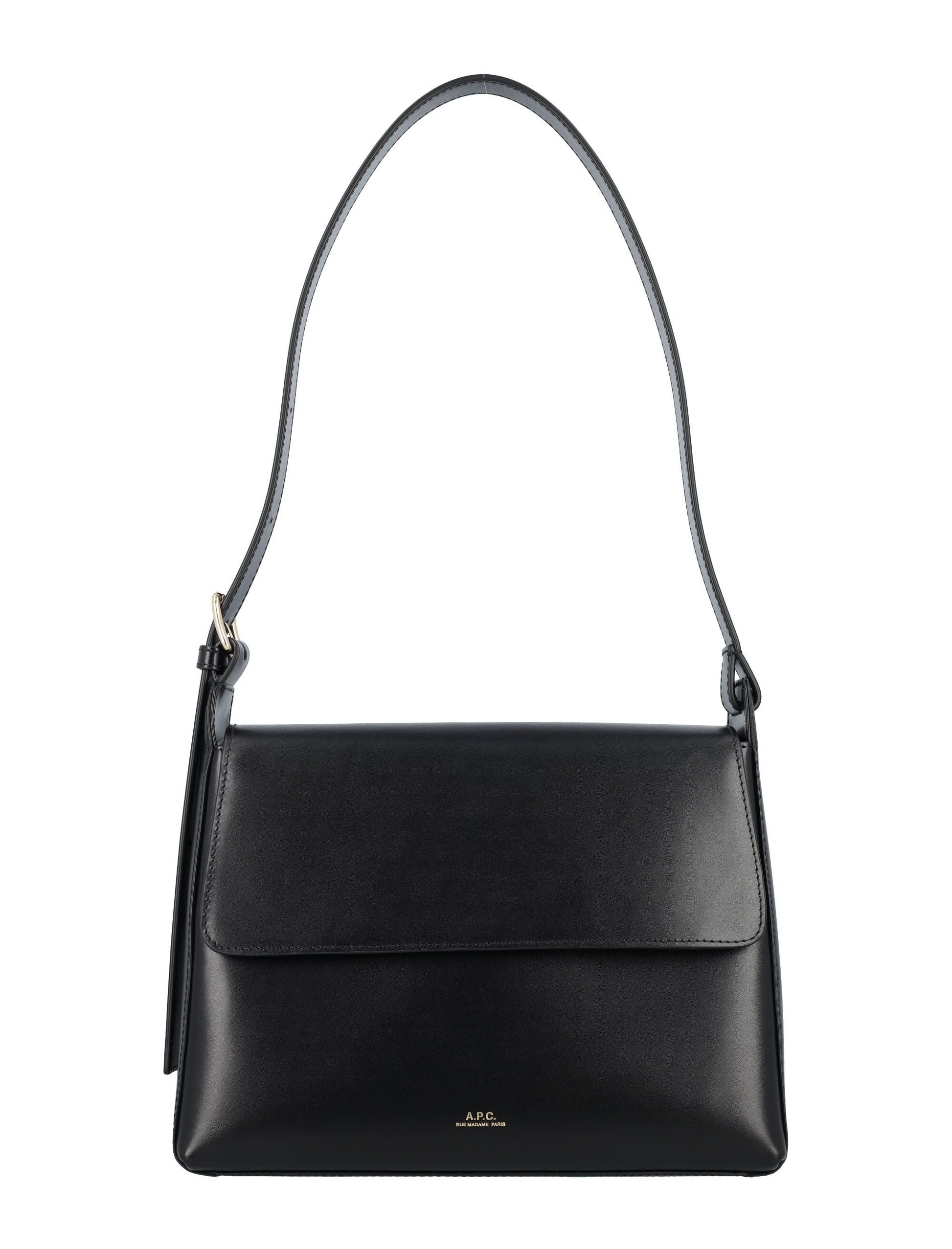 A.P.C. Elegant Mini Flap Handbag - Black (19x25x7 cm)