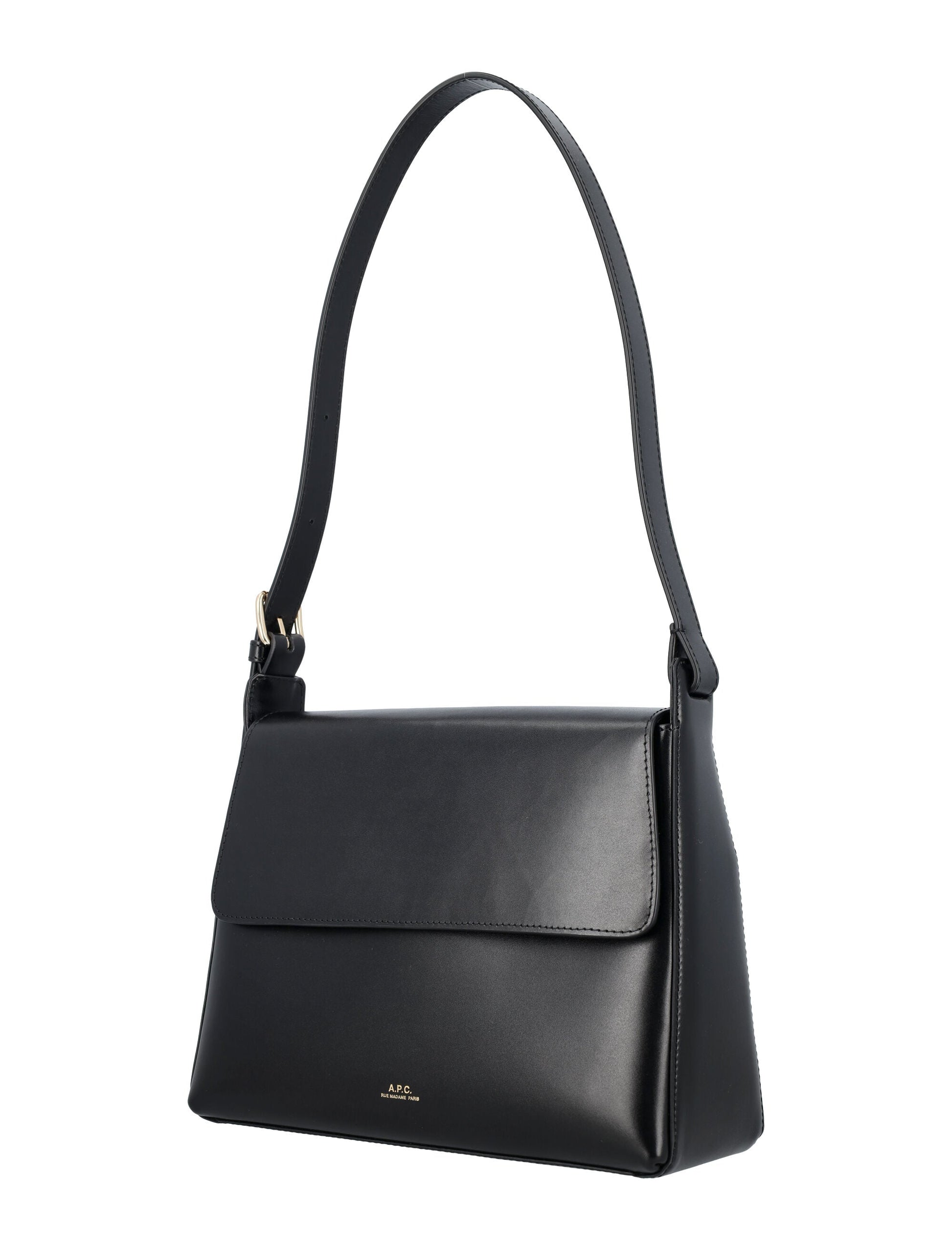 A.P.C. Elegant Mini Flap Handbag - Black (19x25x7 cm)
