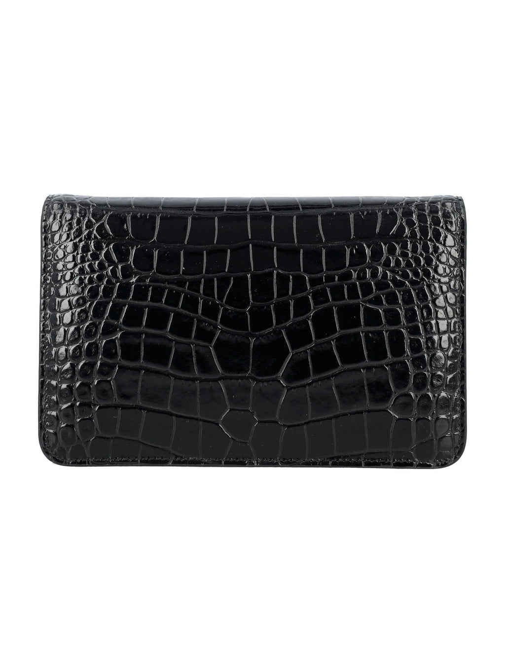 TOM FORD Whitney Mini Black Crocodile Embossed Leather Shoulder Bag with Chain Strap