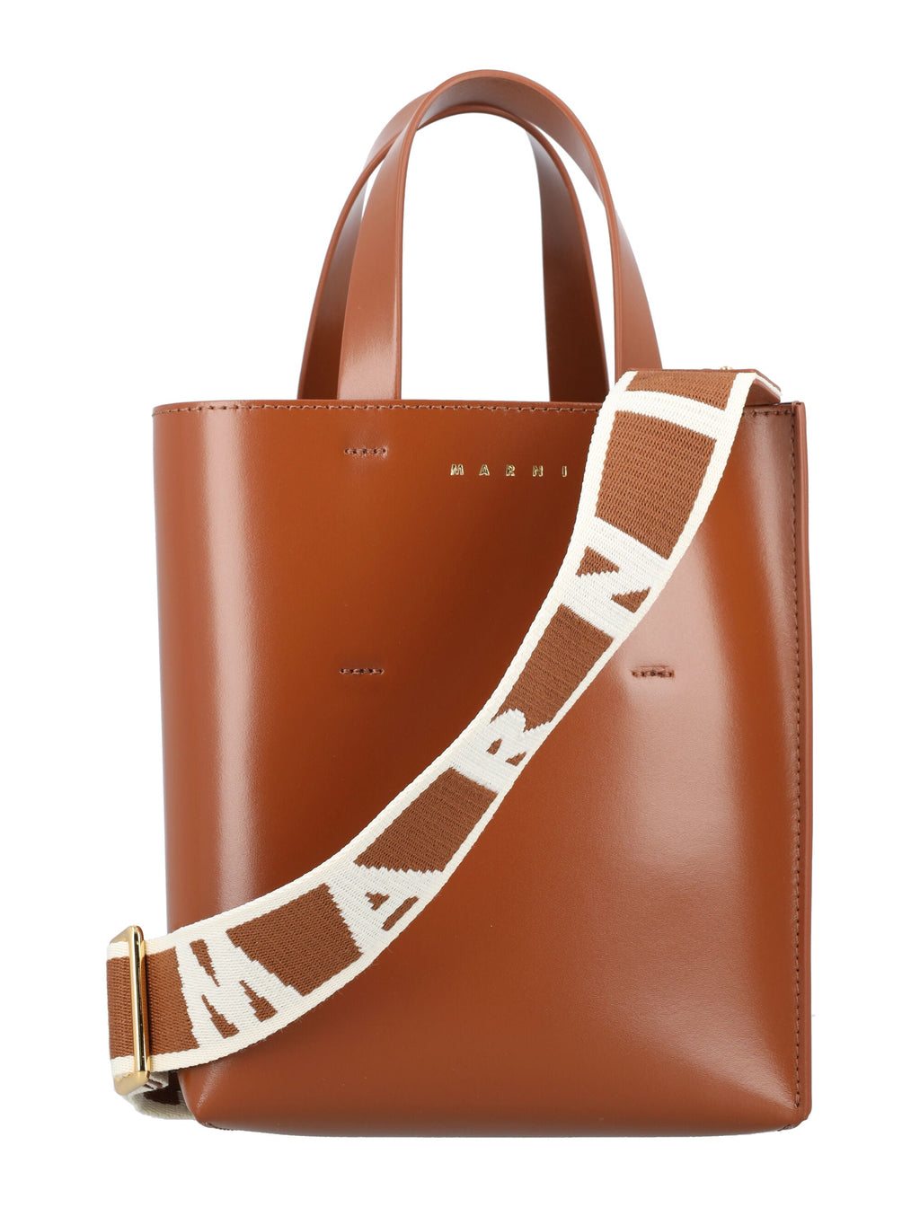 MARNI Women's Mini Museo Leather Crossbody Bag in Brown