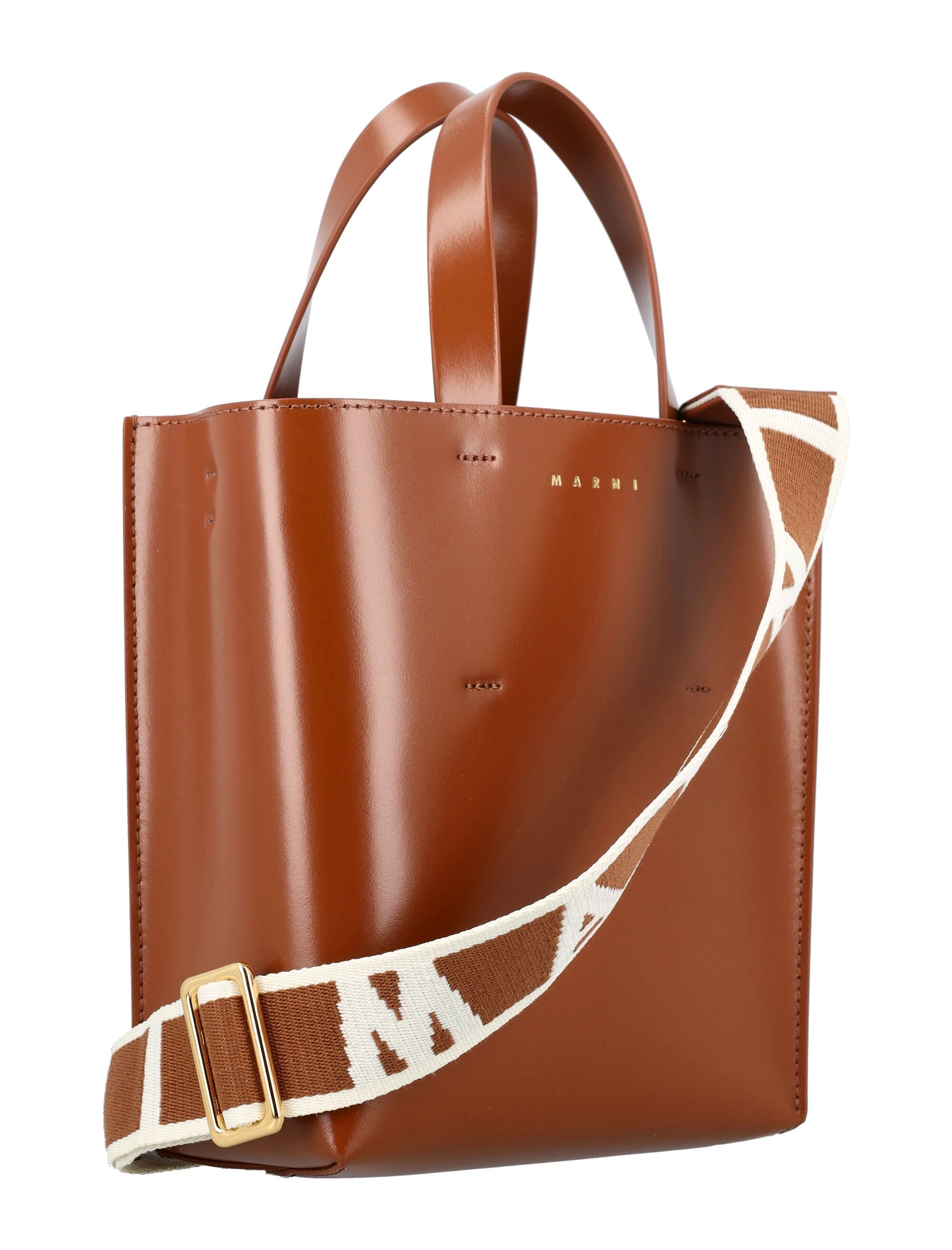 MARNI Women's Mini Museo Leather Crossbody Bag in Brown