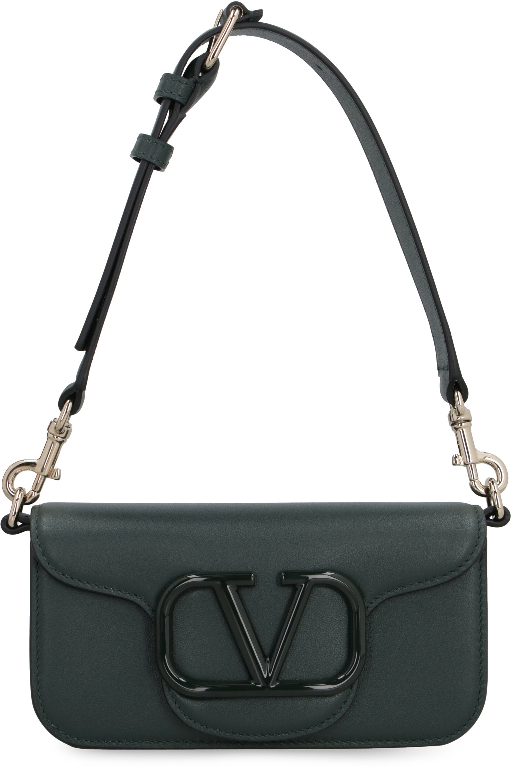 VALENTINO 'Mini Luxe Leather Crossbody Bag for Men with Gold-Tone Hardware - Green'