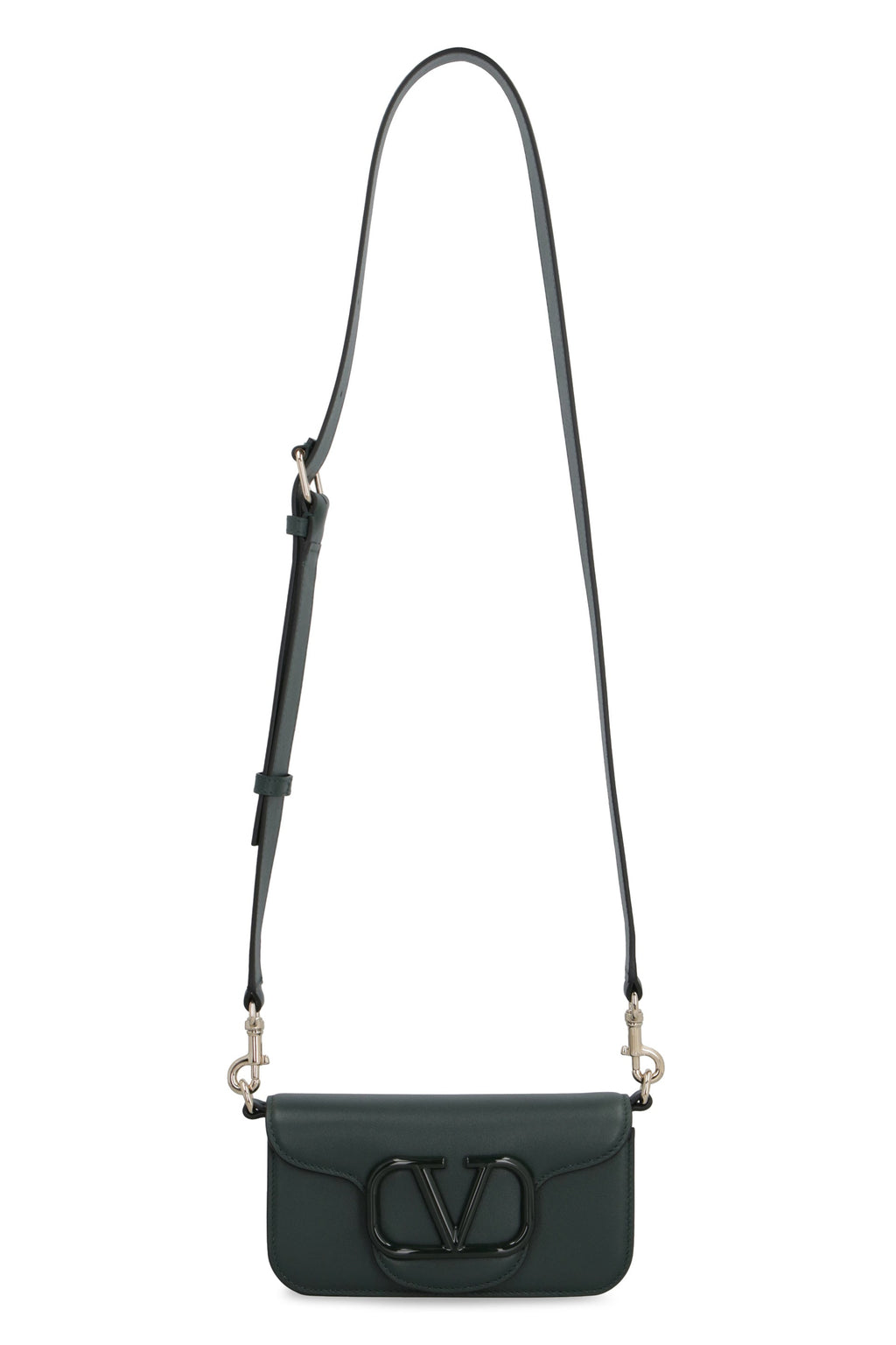 VALENTINO 'Mini Luxe Leather Crossbody Bag for Men with Gold-Tone Hardware - Green'