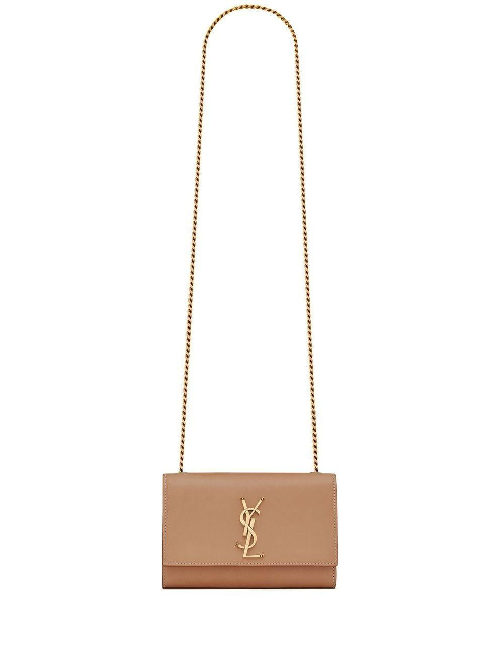 SAINT LAURENT Vintage Brown Gold Shoulder Handbag for Women - FW23 Collection