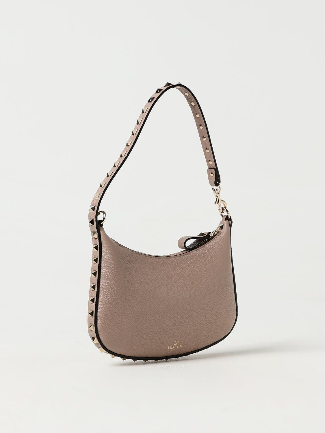 VALENTINO Mini Rockstud Ivory Calf Leather Hobo Shoulder Bag for Women