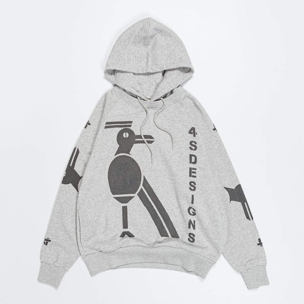 Hoody-Crewneck - Grey w/ Stencil Birds