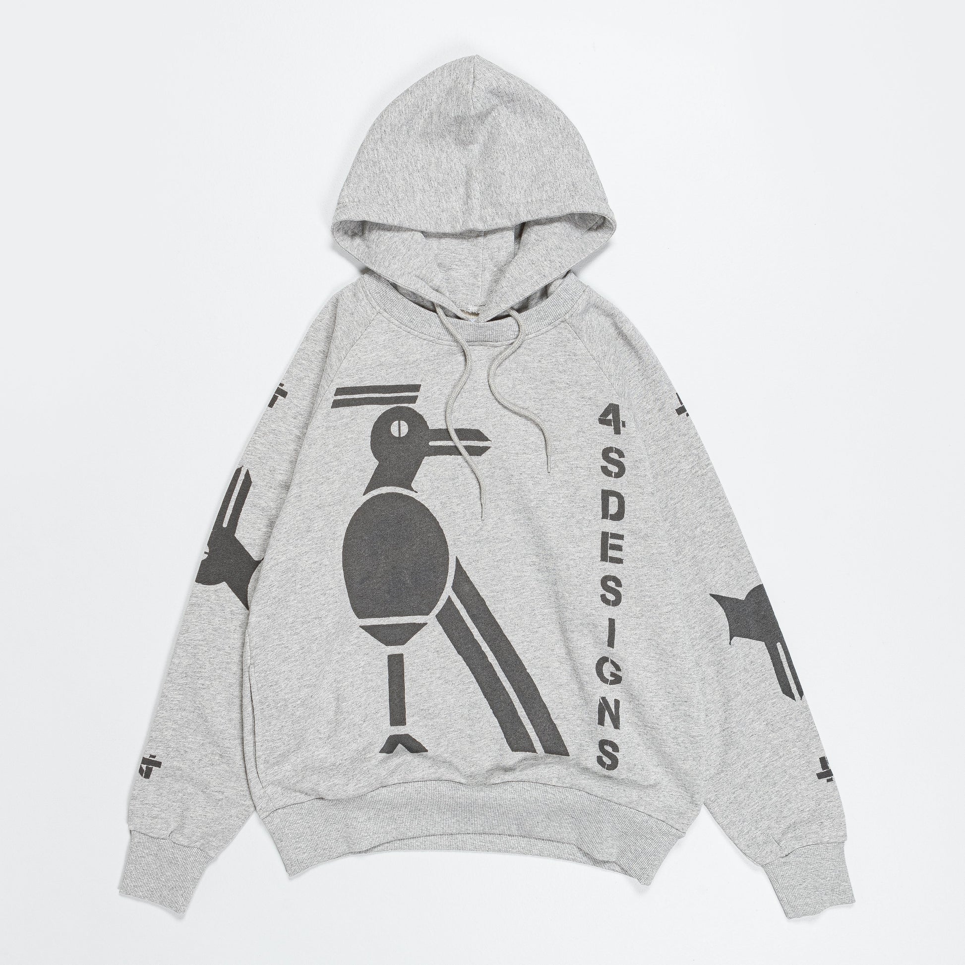 Hoody-Crewneck - Grey w/ Stencil Birds