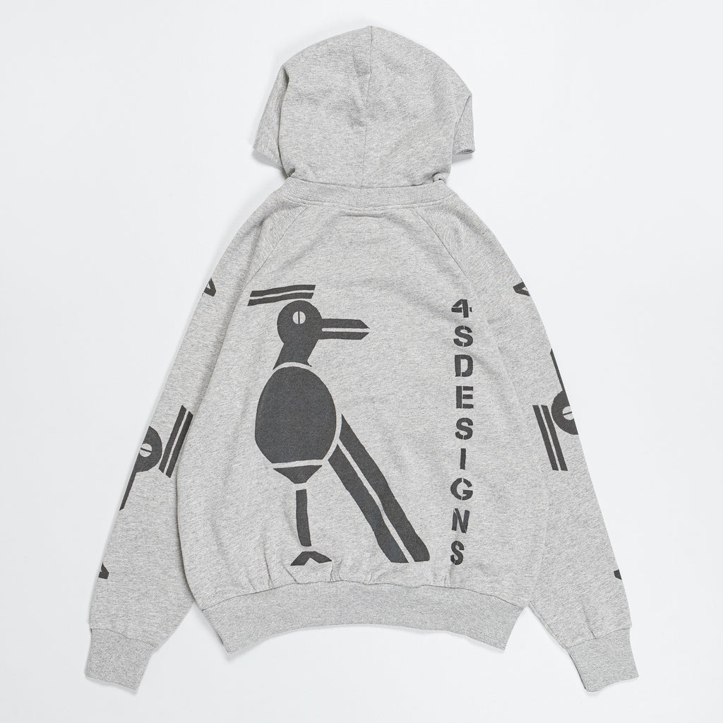 Hoody-Crewneck - Grey w/ Stencil Birds
