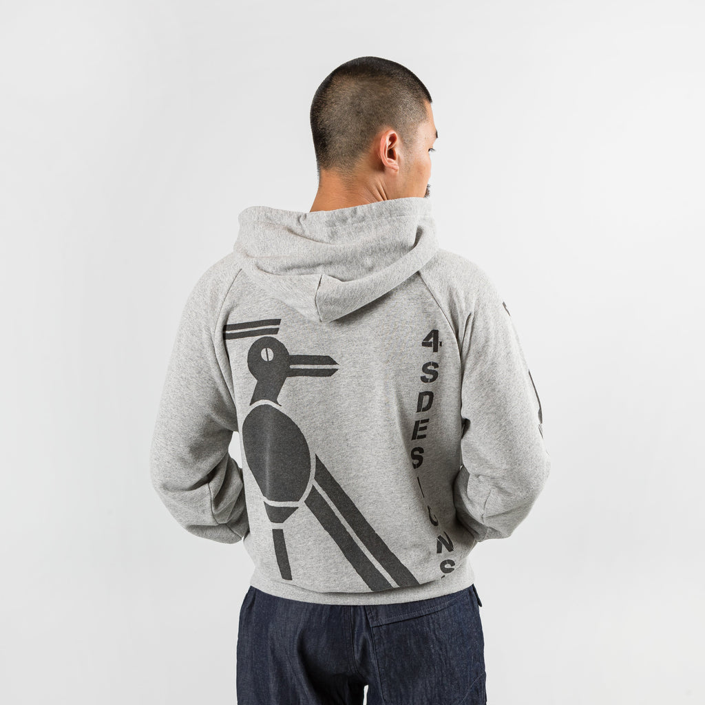 Hoody-Crewneck - Grey w/ Stencil Birds