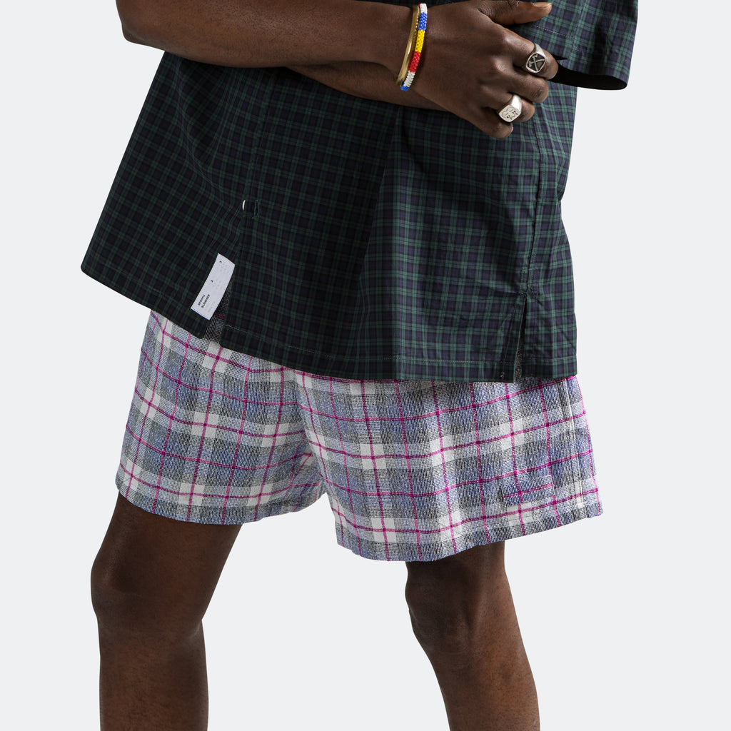 P Short - Blue/Pink Boucle Yarn V. Wool Plaid