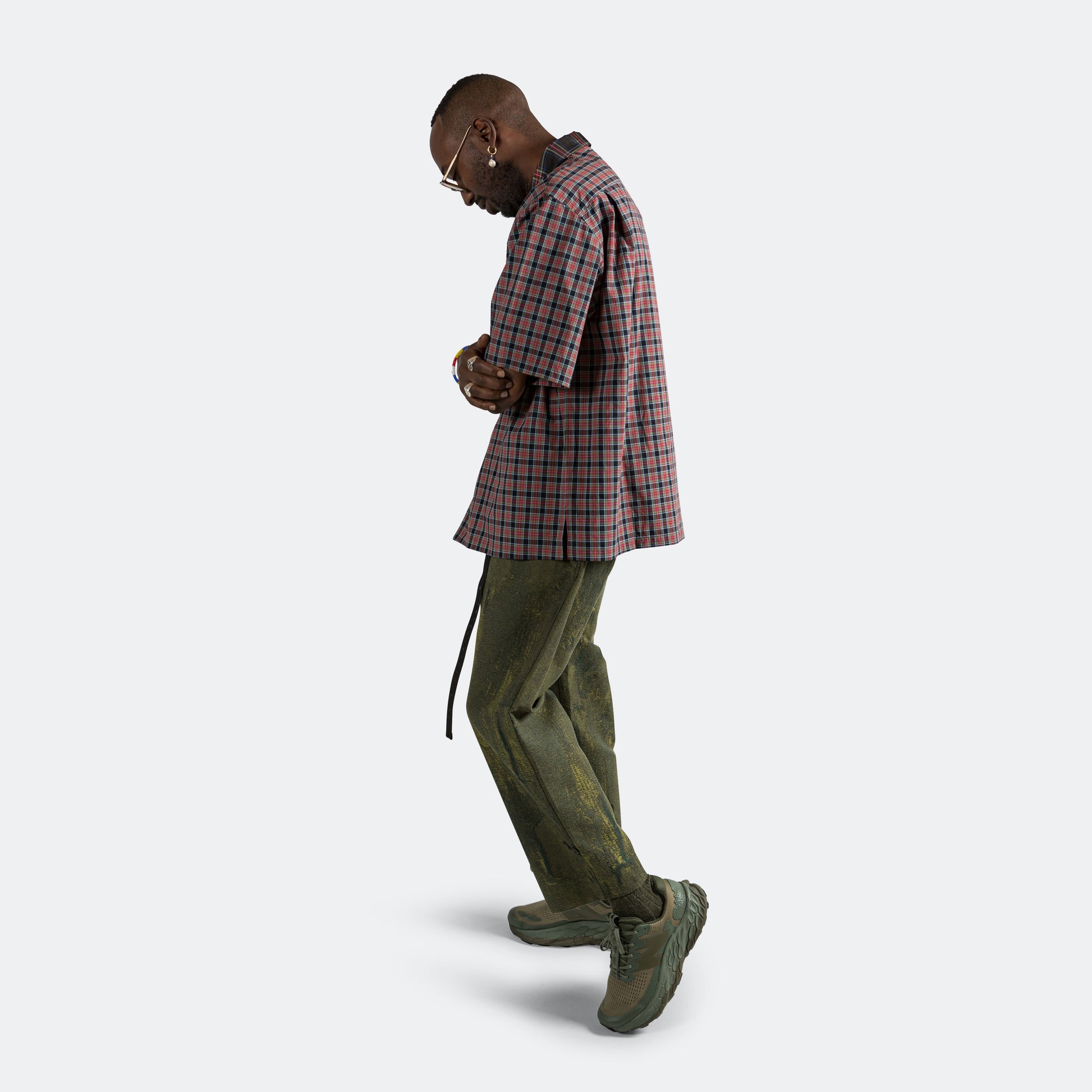 Mil Pant - Olive Brushstroke Cotton Damask