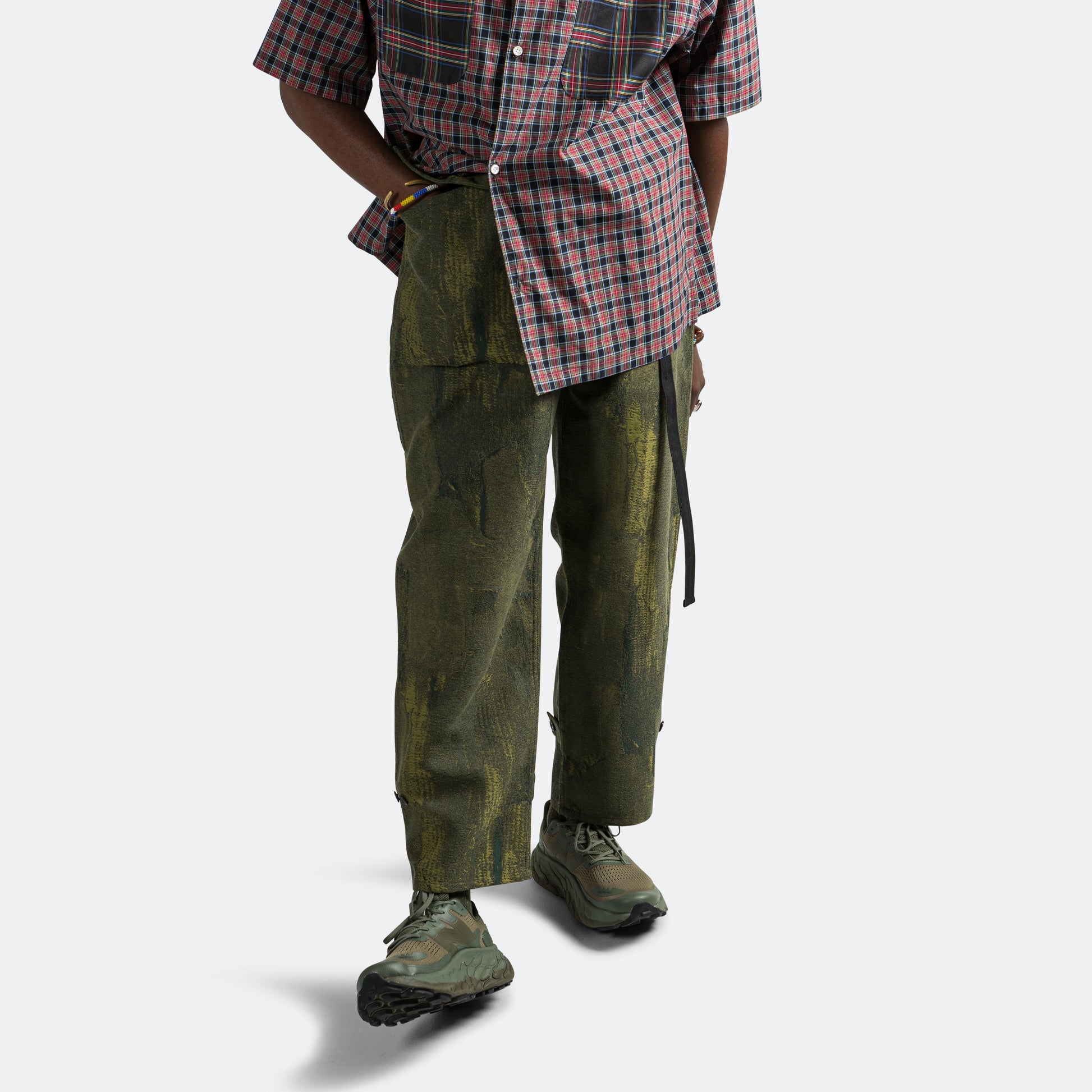 Mil Pant - Olive Brushstroke Cotton Damask