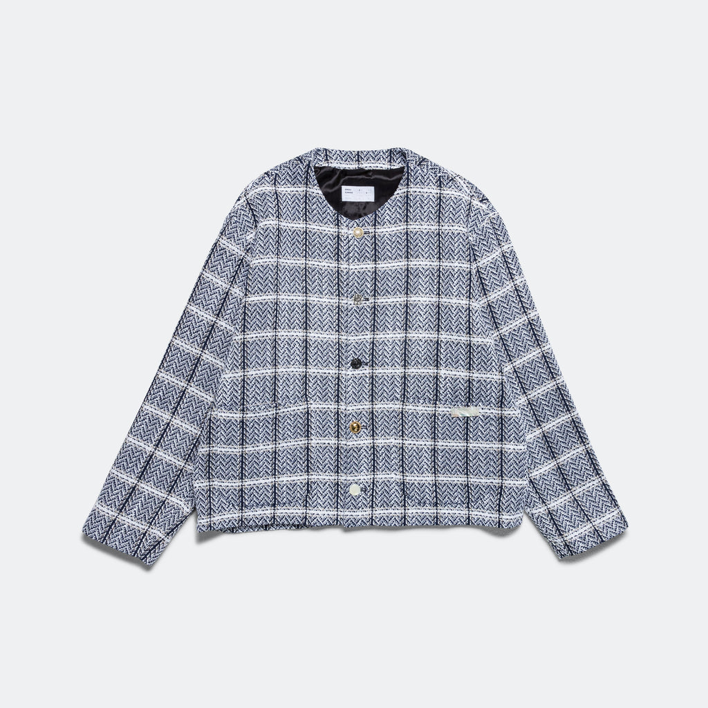 Cardigan Coat - Navy Cotton/Lurex Plaid Tweed