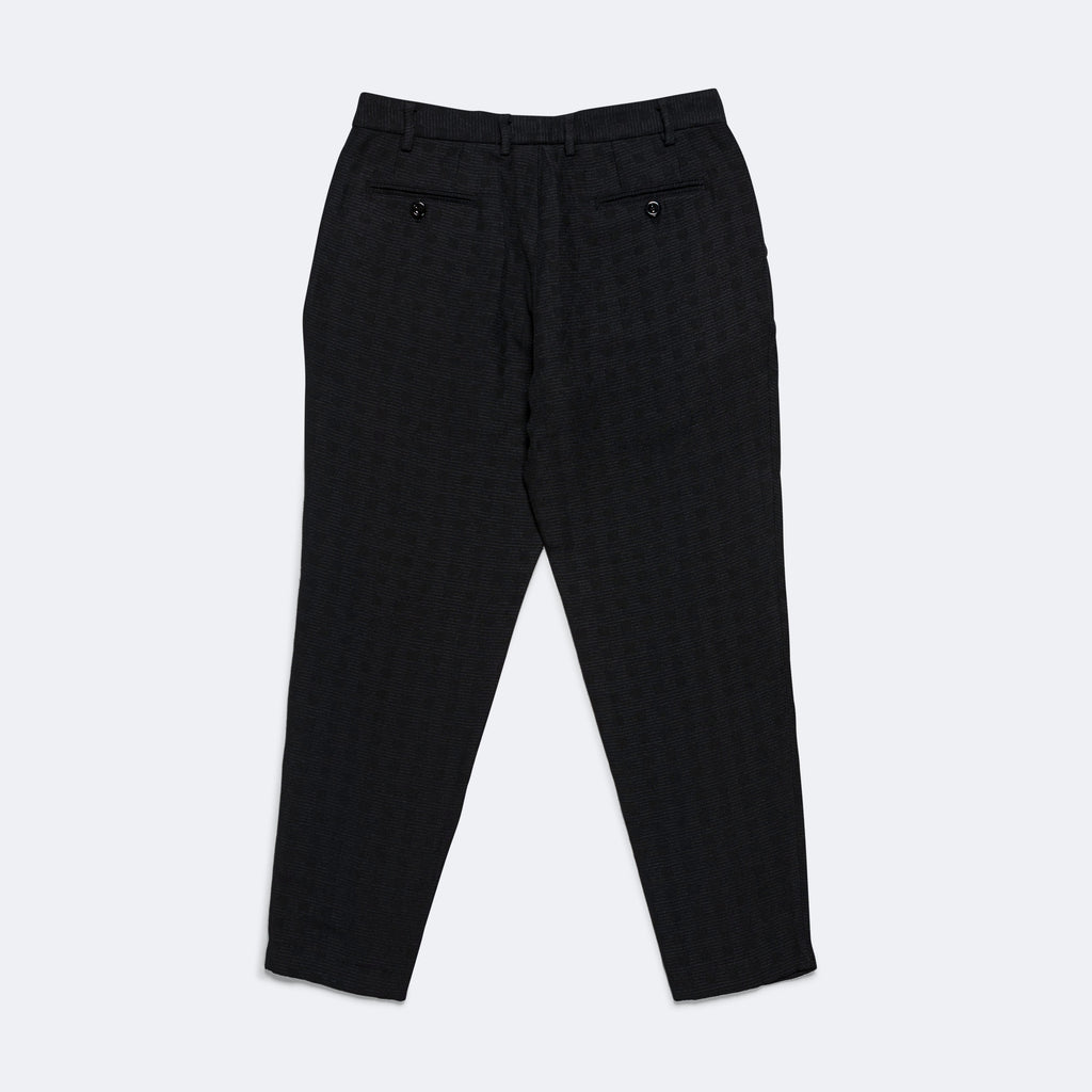 Inverted Pleat Pant - Black Grid/Check Recycled Cotton Tweed