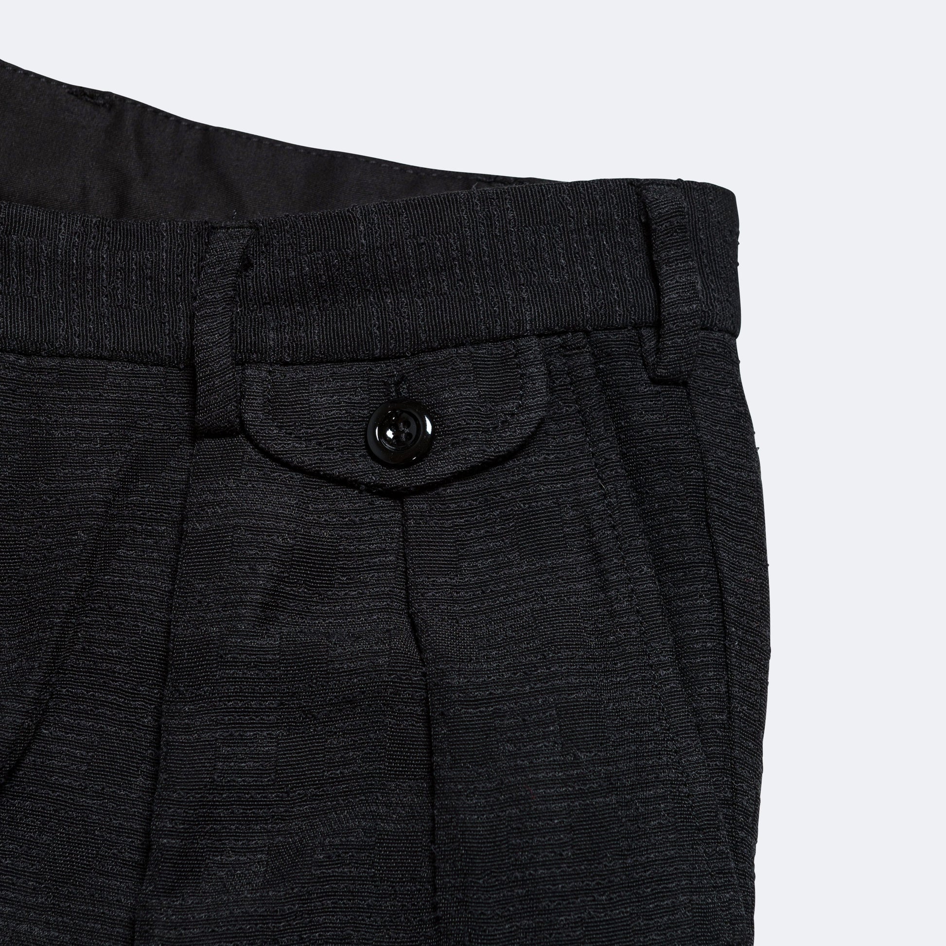 Inverted Pleat Pant - Black Grid/Check Recycled Cotton Tweed