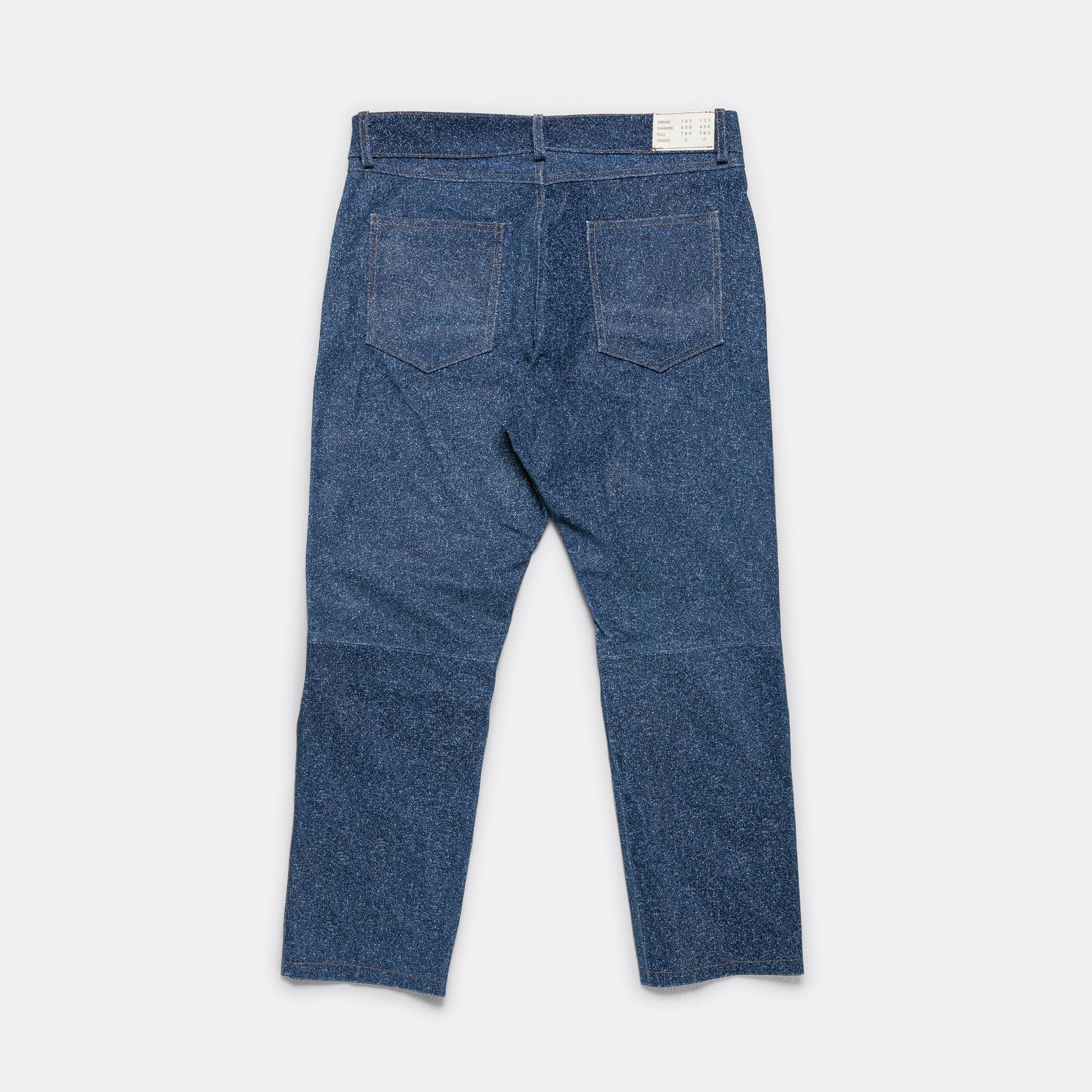 Leather Denim Ern Pant - Tweed Effect Denim Printed Debossed Nubuck