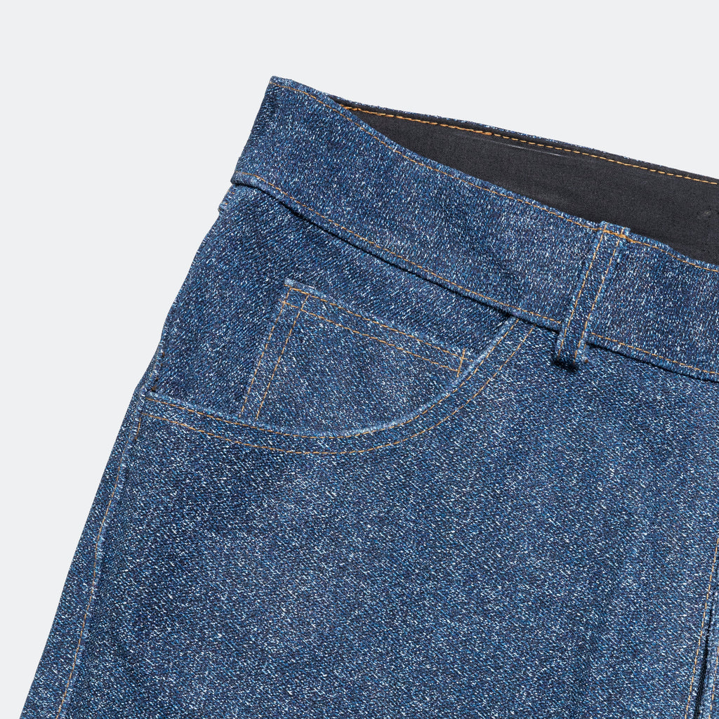 Leather Denim Ern Pant - Tweed Effect Denim Printed Debossed Nubuck