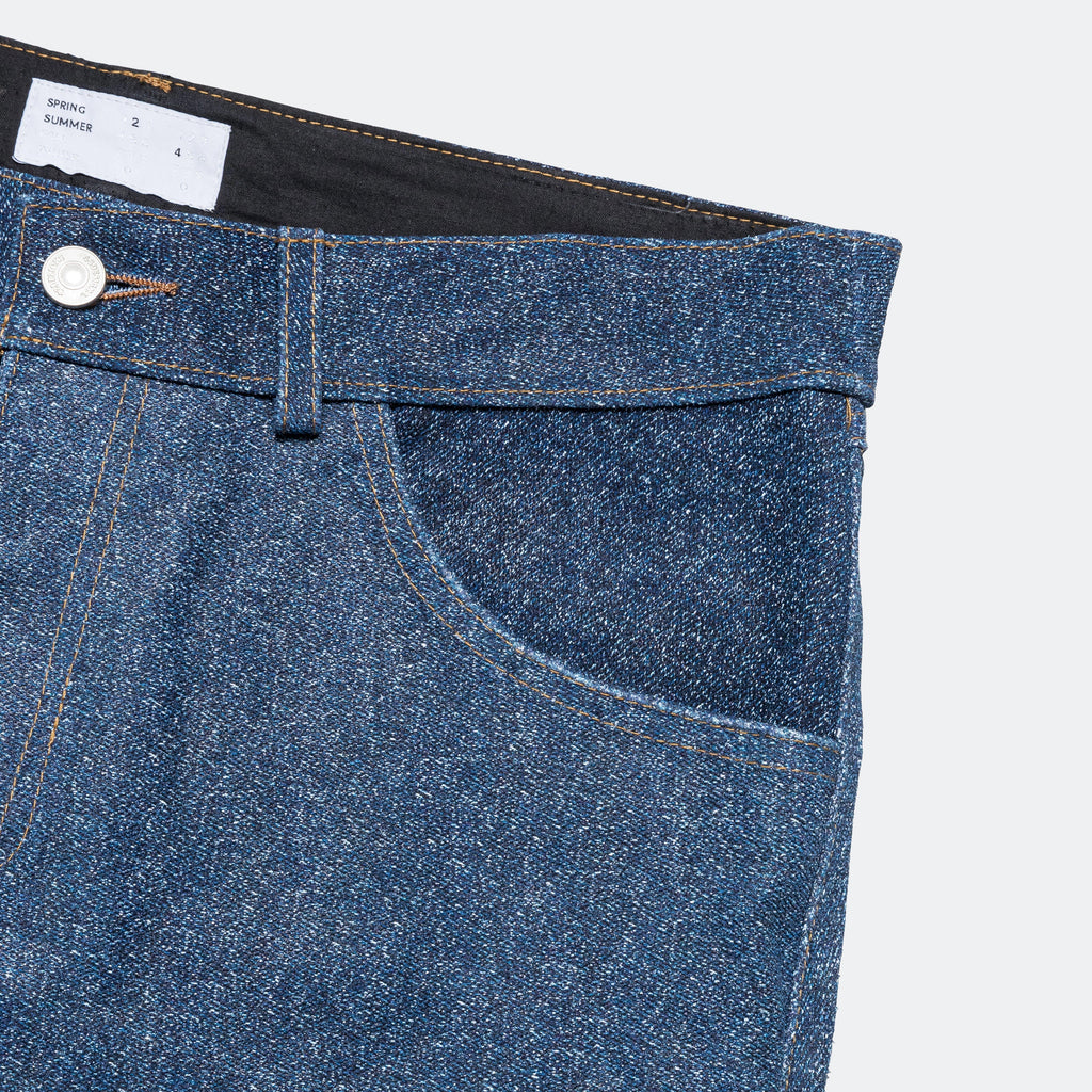 Leather Denim Ern Pant - Tweed Effect Denim Printed Debossed Nubuck