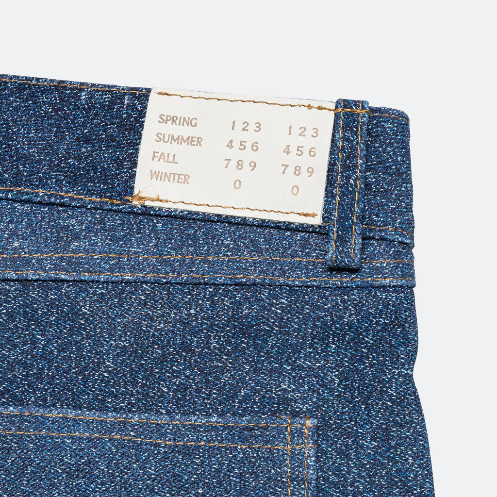 Leather Denim Ern Pant - Tweed Effect Denim Printed Debossed Nubuck