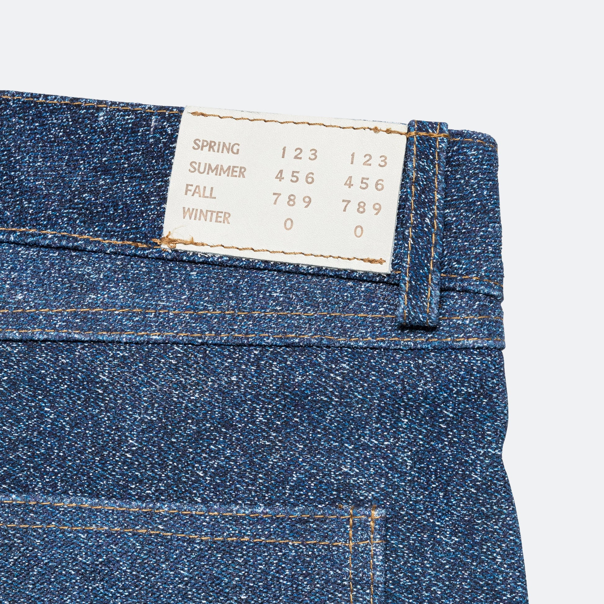 Leather Denim Ern Pant - Tweed Effect Denim Printed Debossed Nubuck