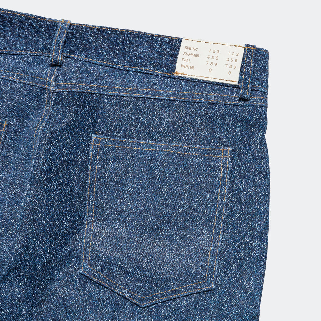 Leather Denim Ern Pant - Tweed Effect Denim Printed Debossed Nubuck